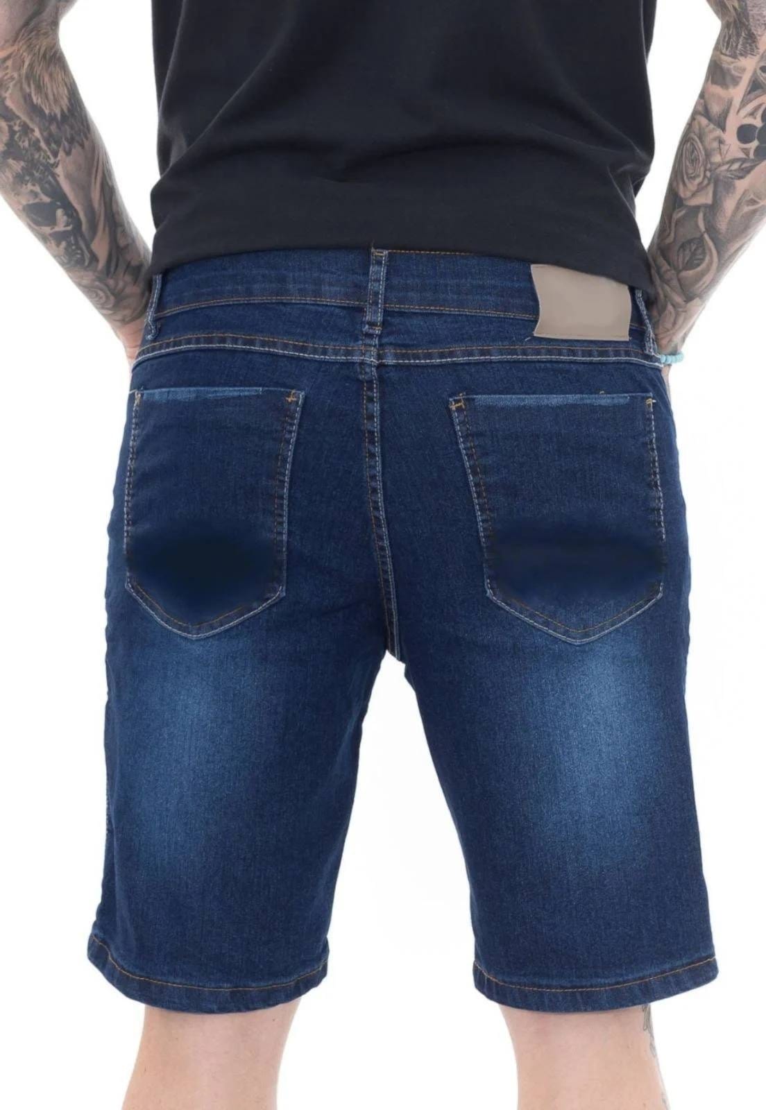 Vista 2 Bermuda Jeans Masculina Dark Blue Comfort Premium Casual Wear ER ESTILO RENOVADO azul blue