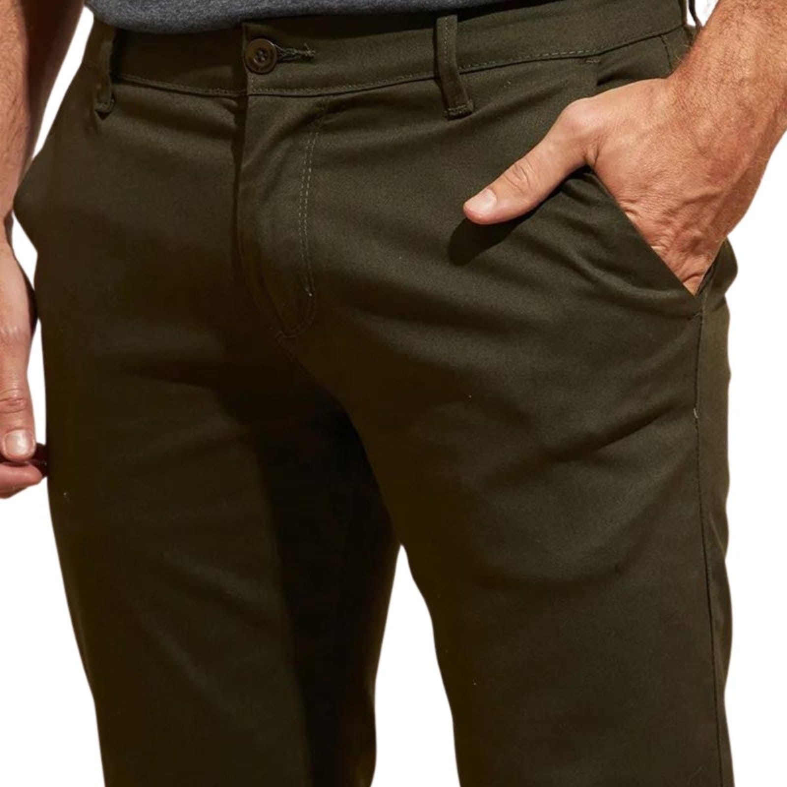 Calça de Sarja FMF Chino Com Bolso Traseiro Embutido Verde Militar