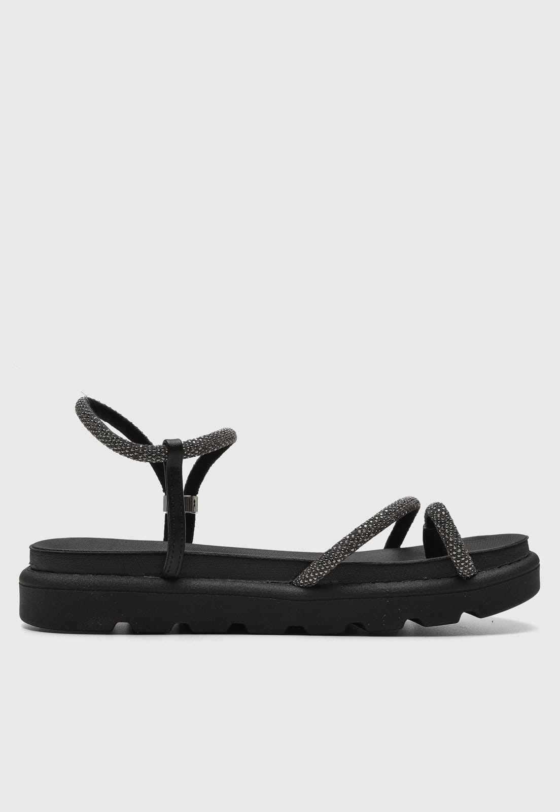 Vista 2 Rasteira Fechada Vizzano Tiras Brilhantes Preta VIZZANO preto