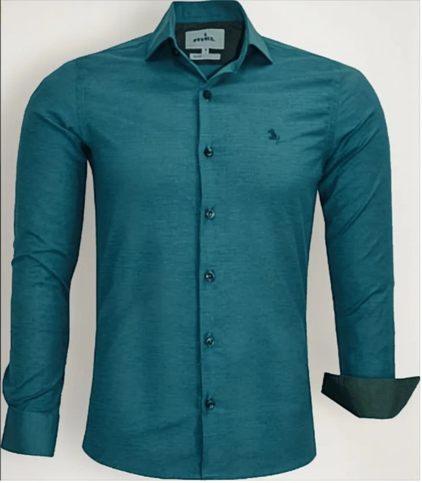 Camisa Social Amil Slim Nobel Algodão com Elastano Manga Longa Luxo Petróleo