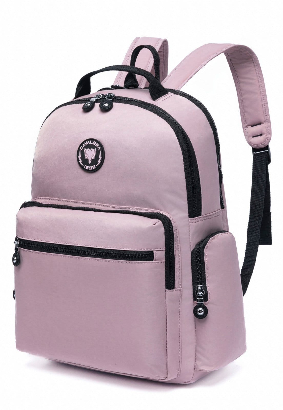Vista 2 Mochila Feminina Casual Bolsa Espaçosa Passeio Faculdade Cavalera rosa