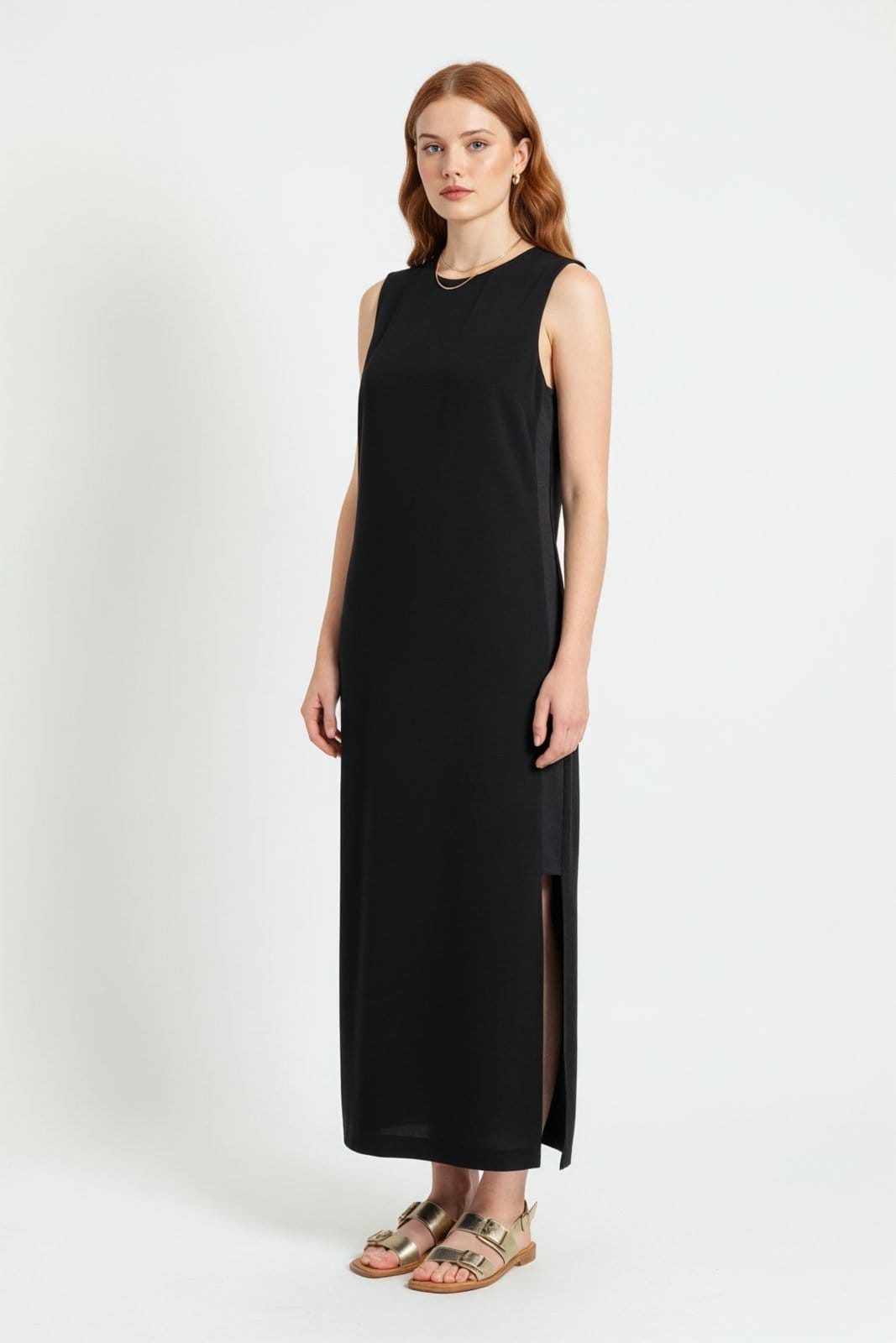 Vista 2 Vestido Midi Recorte Lateral Traymon Xgg Traymon preto