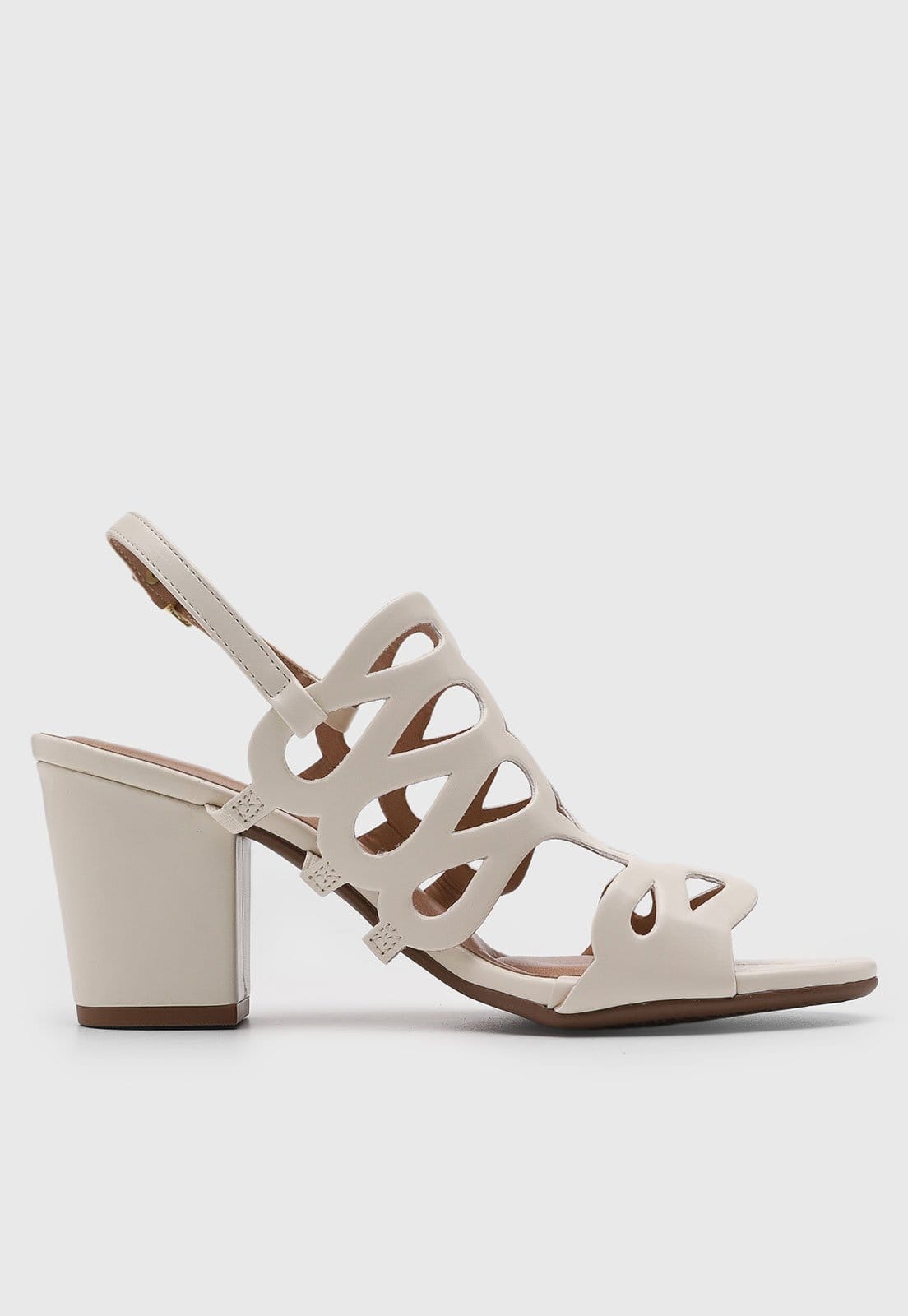 Vista 2 Sandália Feminina Beira Rio Salto Bloco Recortes Off-White BEIRA RIO off-white white