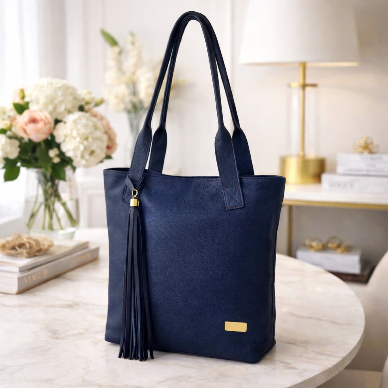 Bolsa Sacola TopGrife Couro Marinho