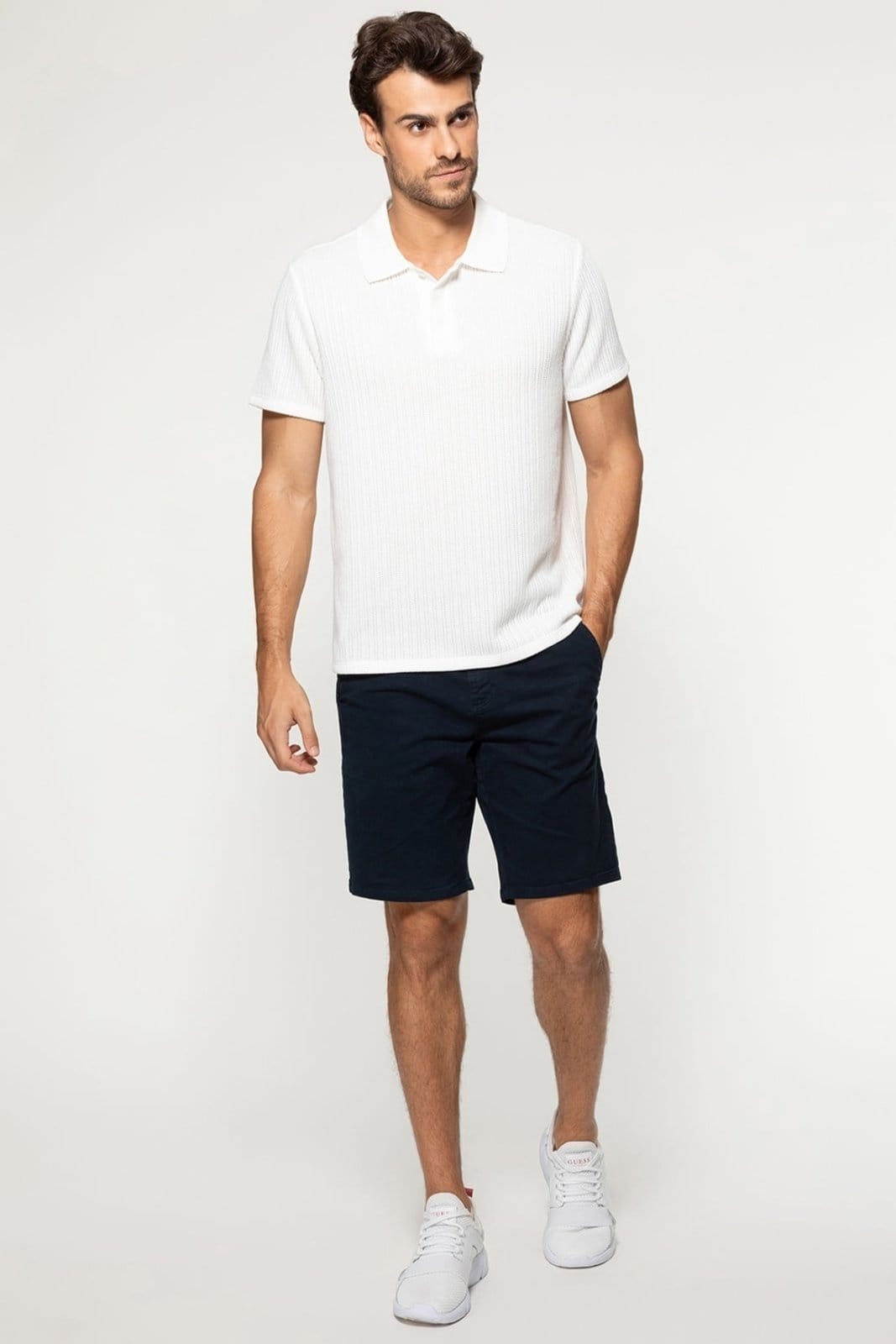 Vista 2 Camisa Guess Polo Malha Texturizada Guess branco