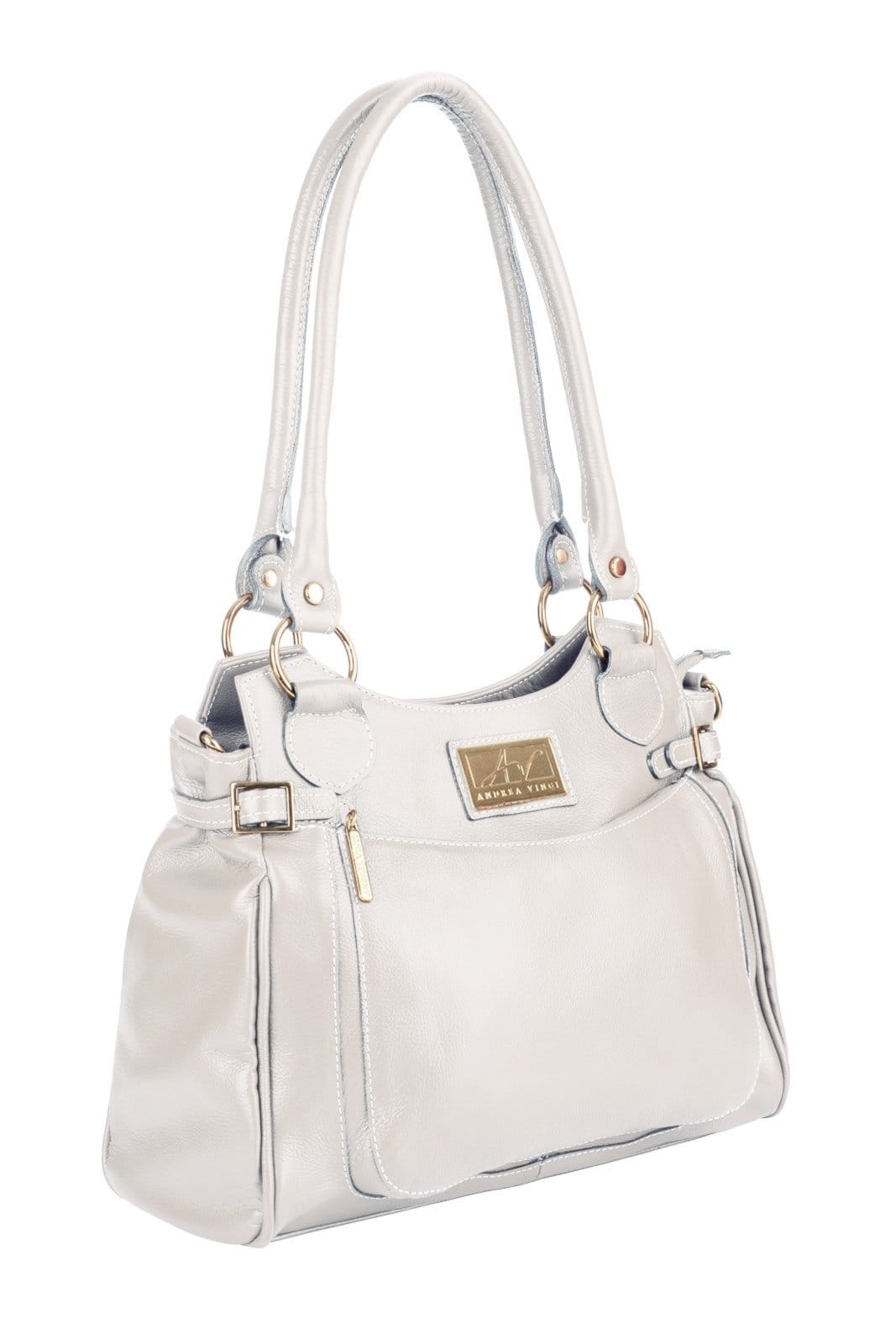 Vista 2 Bolsa Andrea Vinci grande de couro liso Lúcia - Marfim Andrea Vinci bege