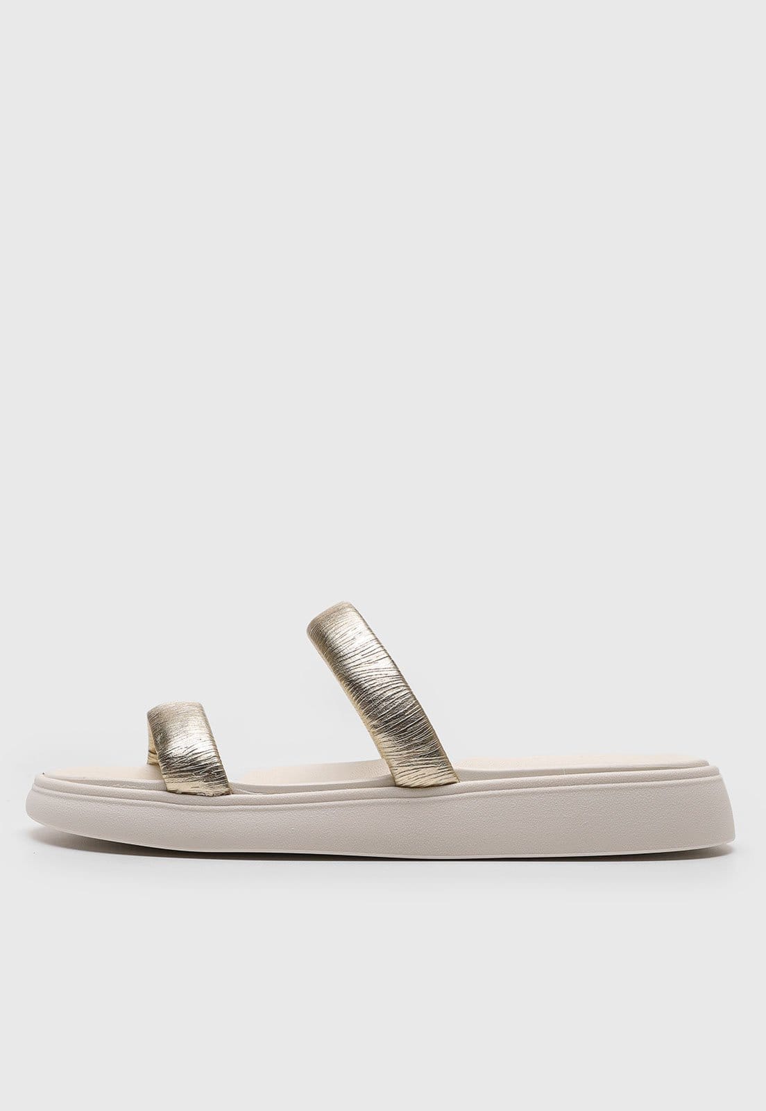 Vista principal Rasteira Moleca Duas Tiras Metalizada Dourada MOLECA dourado