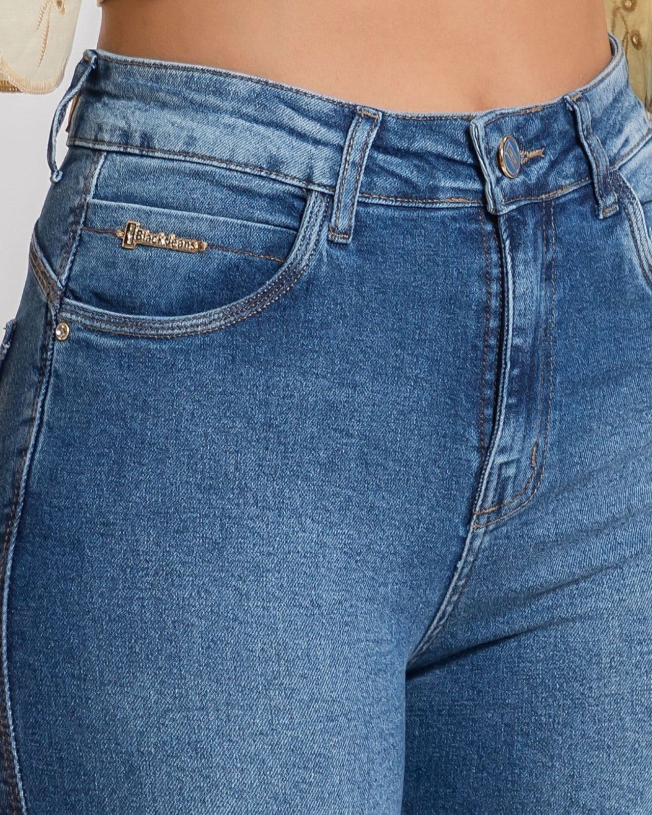 Vista 2 Calça Feminina - Skinny - Black Jeans - Denim Médio Black Jeans azul black