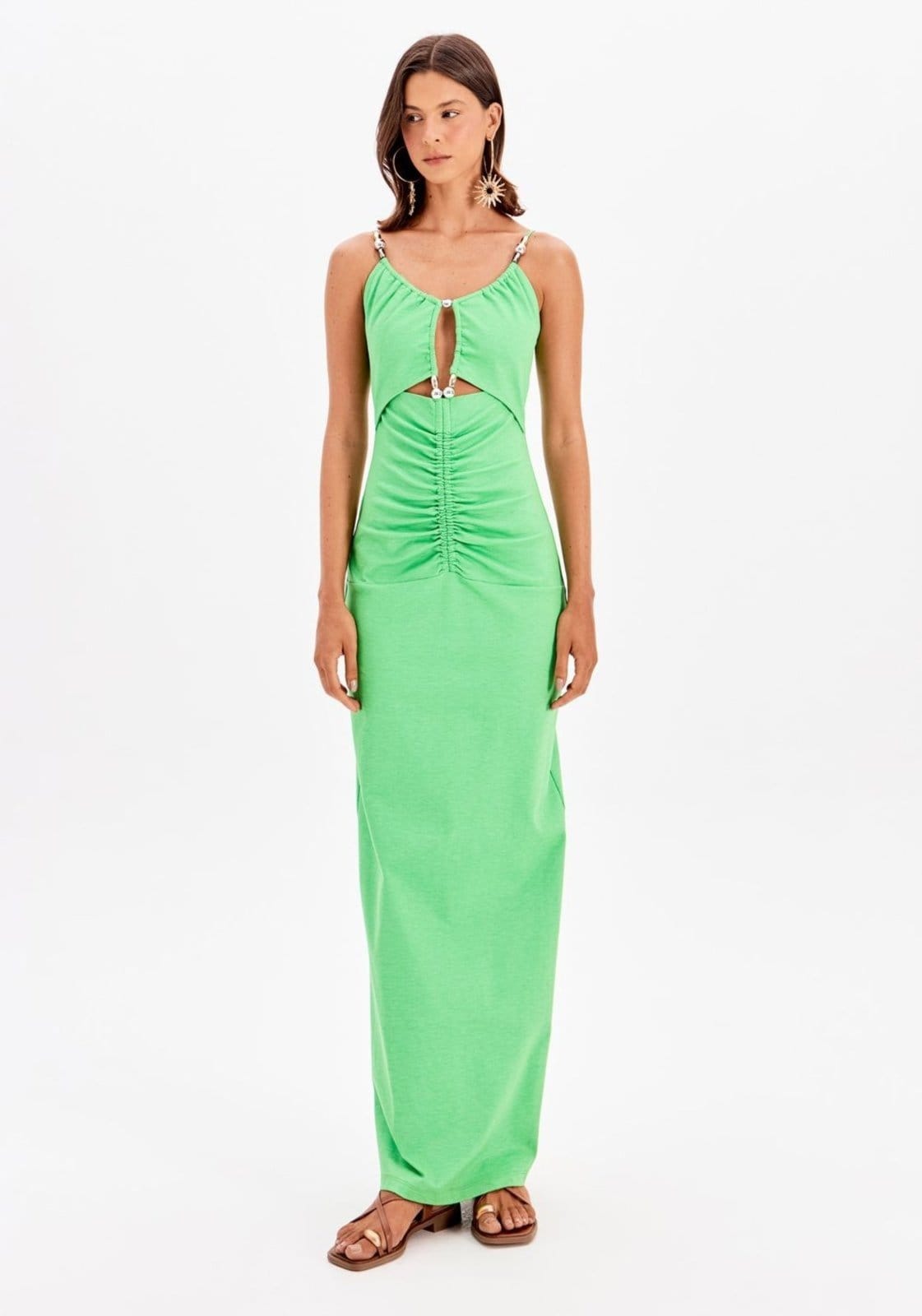 Vestido Super Midi com Fenda