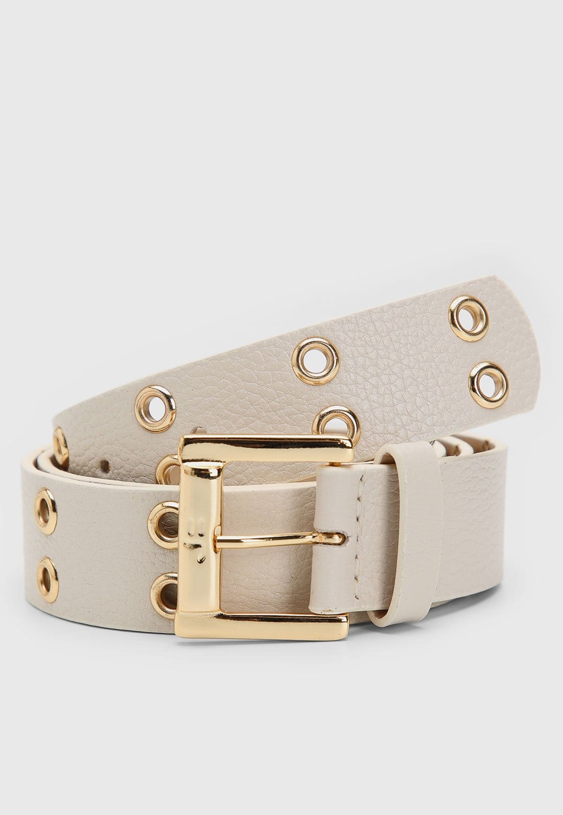 Cinto Feminino Jorge Bischoff Ilhós Dourado Off-White