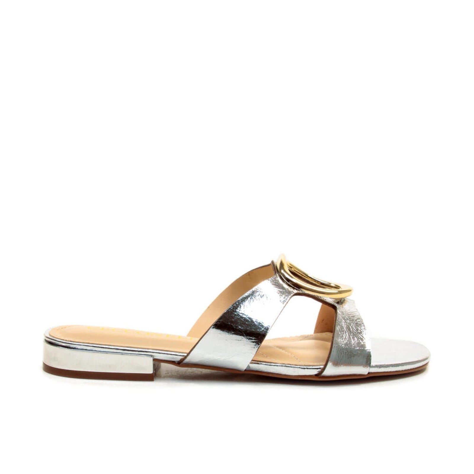 Vista principal Rasteira Couro Cecconello 249 Cecconello prata