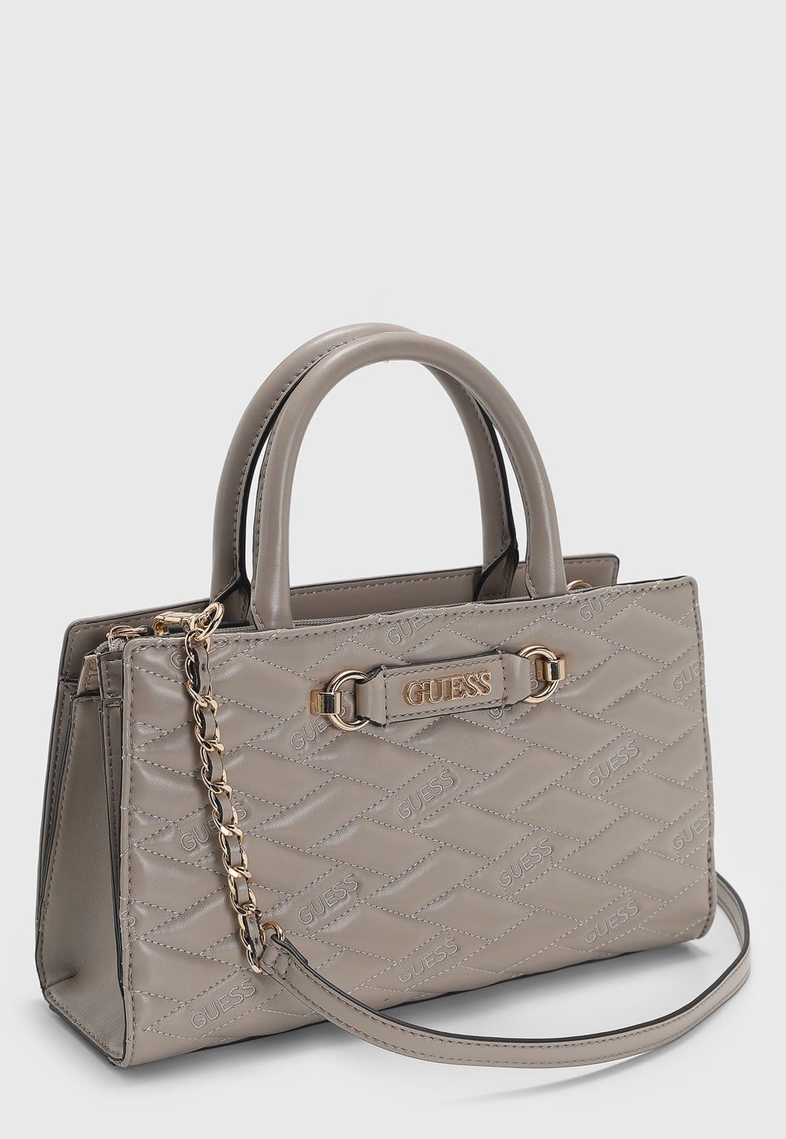 Vista 2 Bolsa Grande Guess Matelassê Taupe Guess marrom