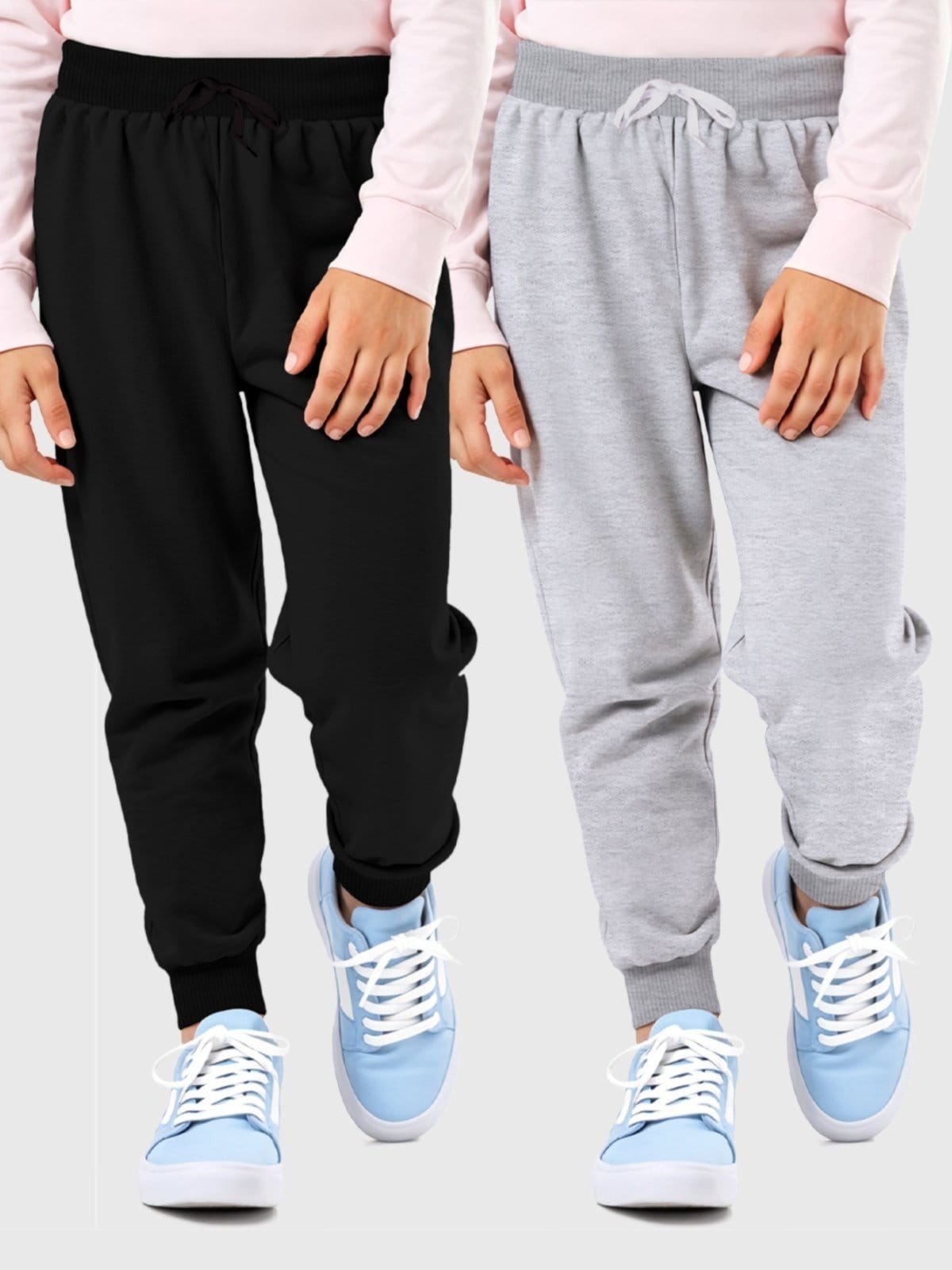 Vista 2 Infantil - Kit 2 Calças Moletom Menina Claro Benellys cinza/preto