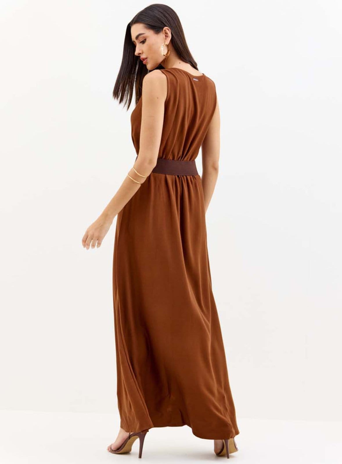 Vista 2 Vestido Longo Com Abertura Lateral Triton Netherlands Triton marrom