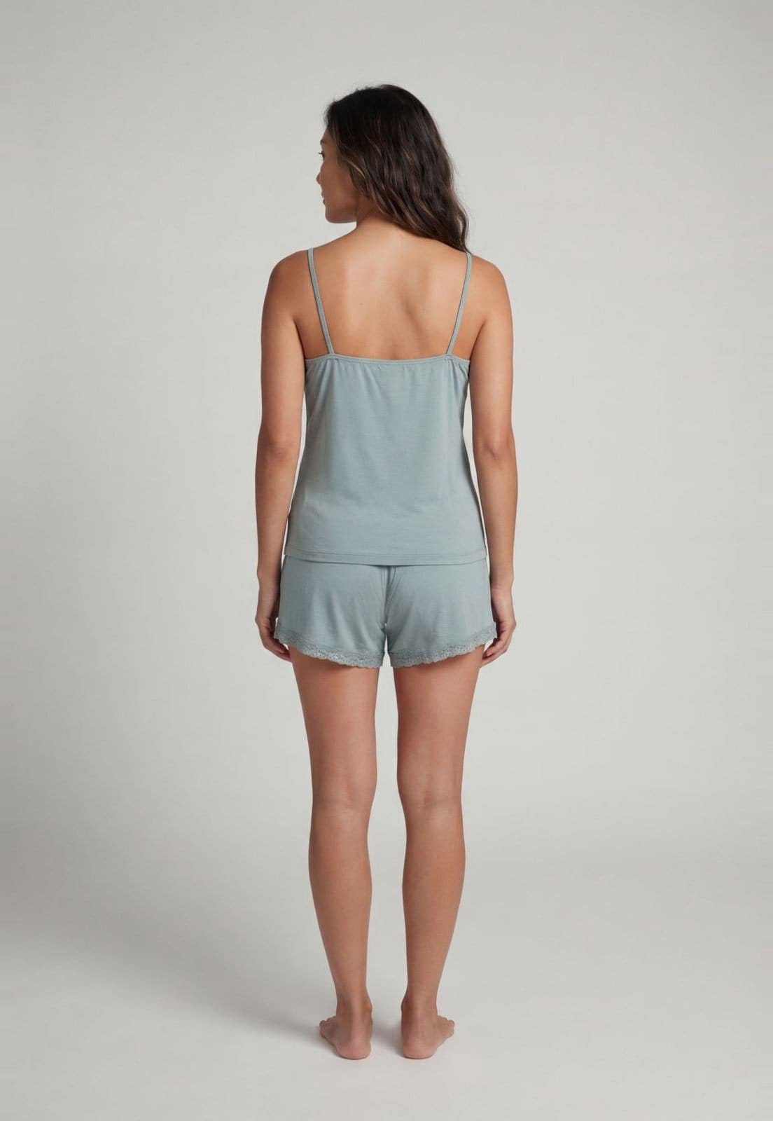 Vista 2 Conjunto Pijama Feminino Hering Renda Hering verde