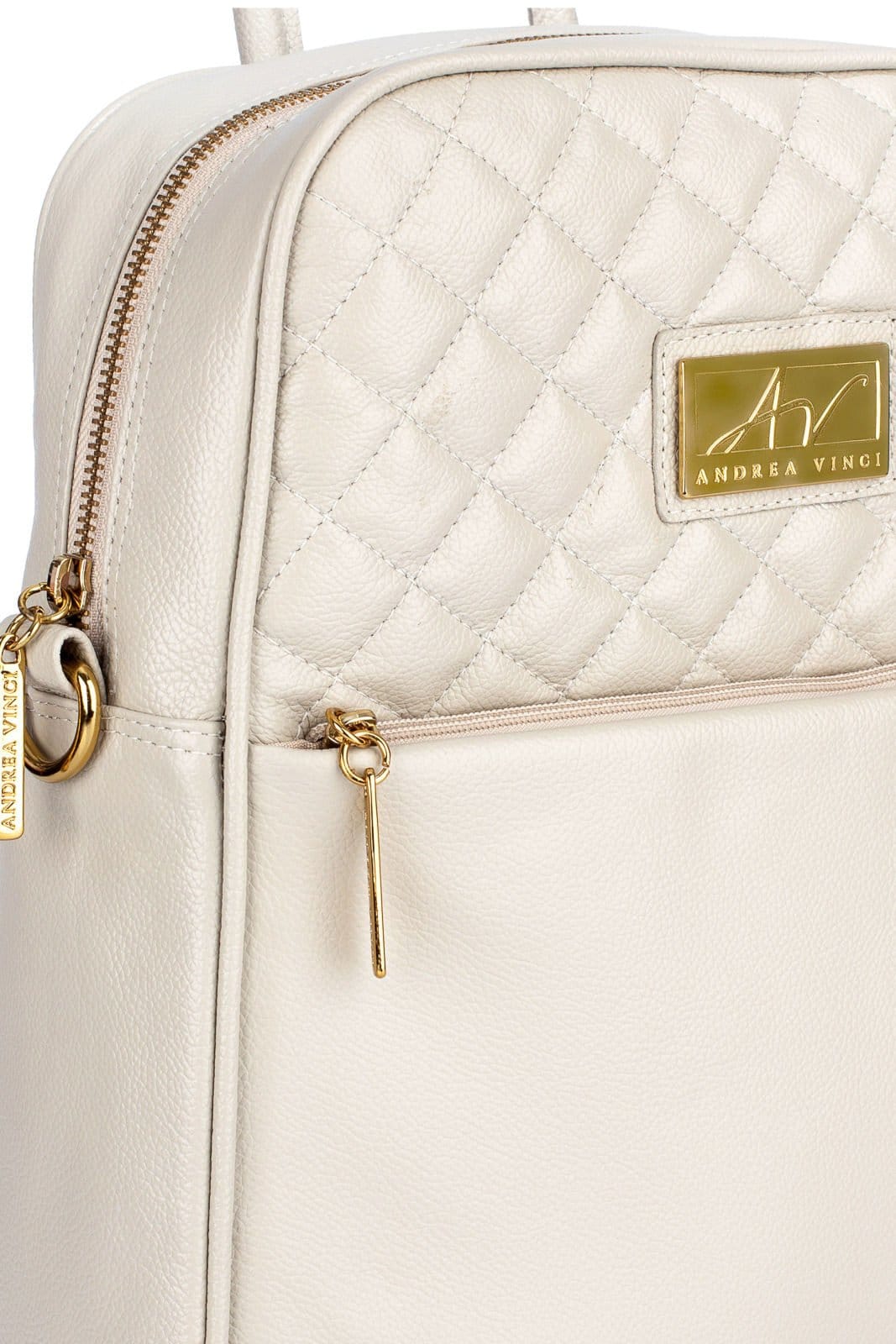 Vista 2 Mochila de couro liso Lune - Marfim Andrea Vinci vermelho