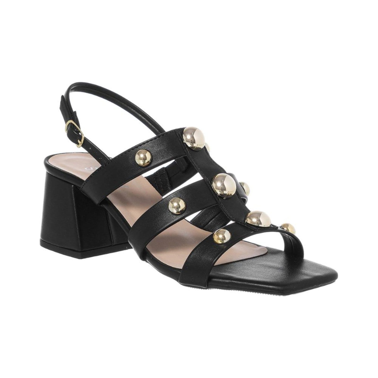 Sandália Feminina Salto Bloco Baixo 5 cm Tira ABS Metalizado