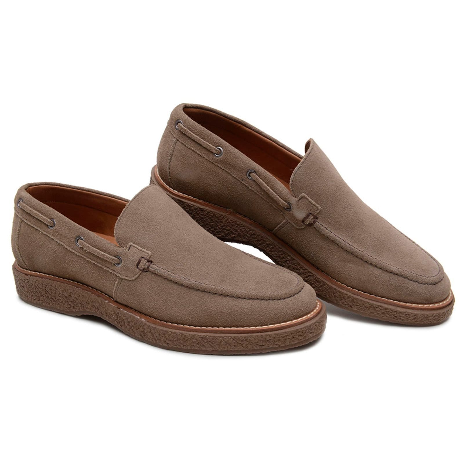 Sapato Masculino Em Couro Anna Andrade Casual Dockside Camurça Slip On Elegante Macio Areia