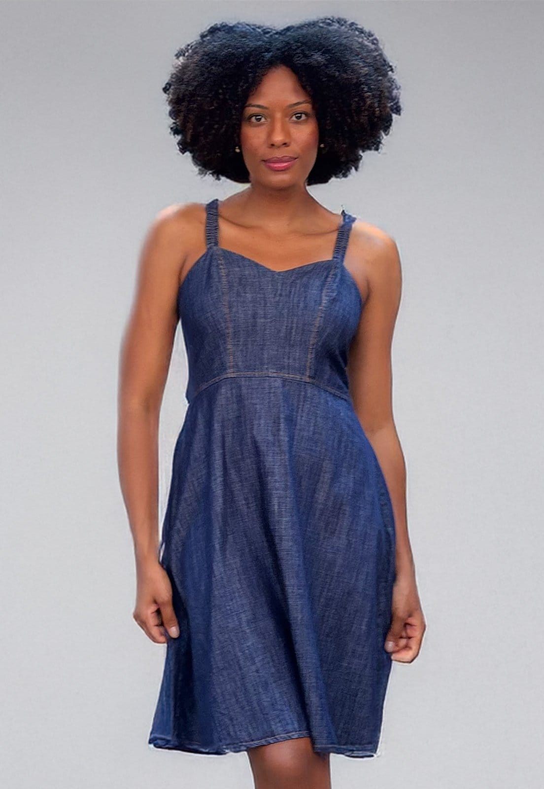 Vista 2 Vestido Cabanafree curto jeans Cabanafree azul