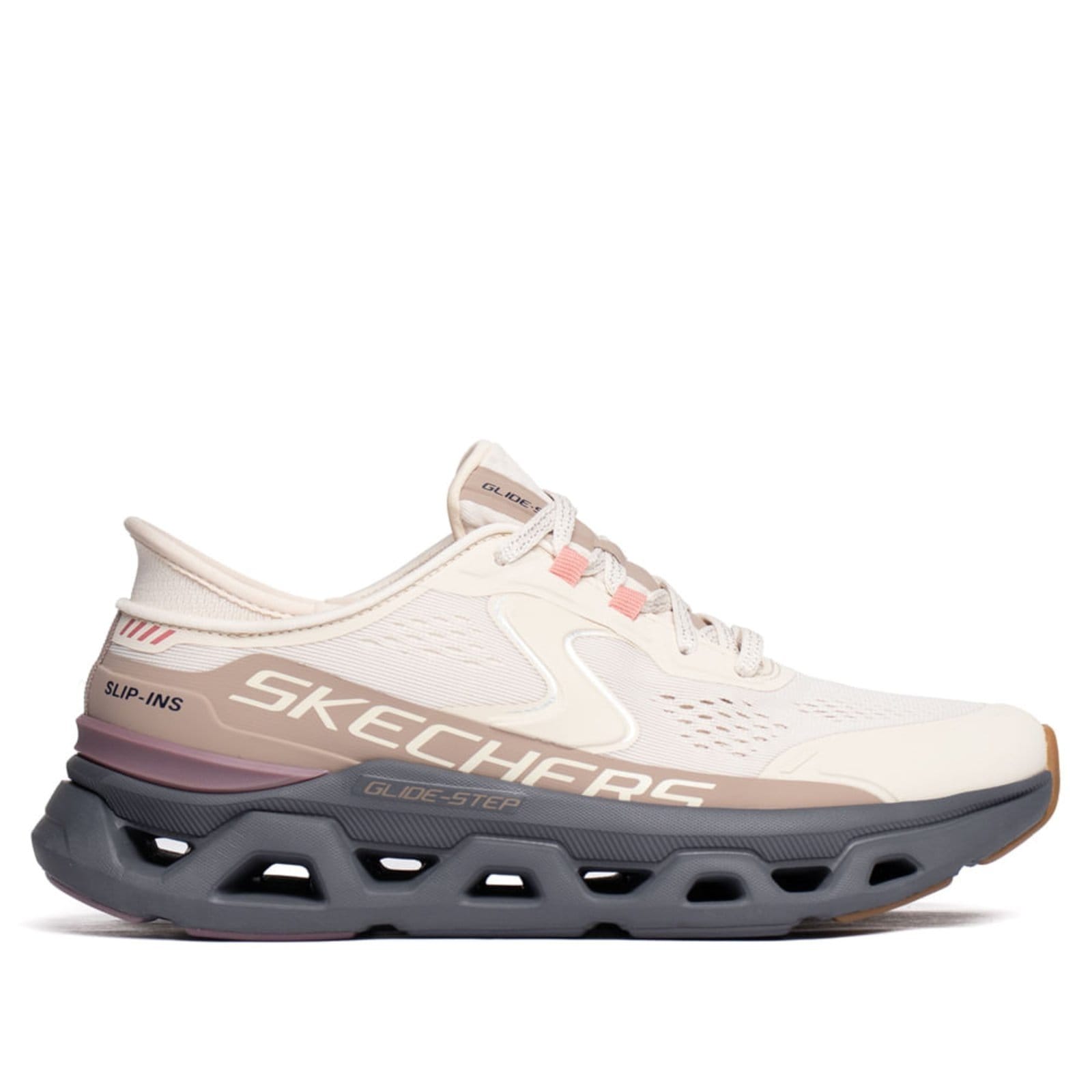 Vista principal Tênis Feminino Skechers Glide Step Atlus Off White/Rosa Skechers off-white white