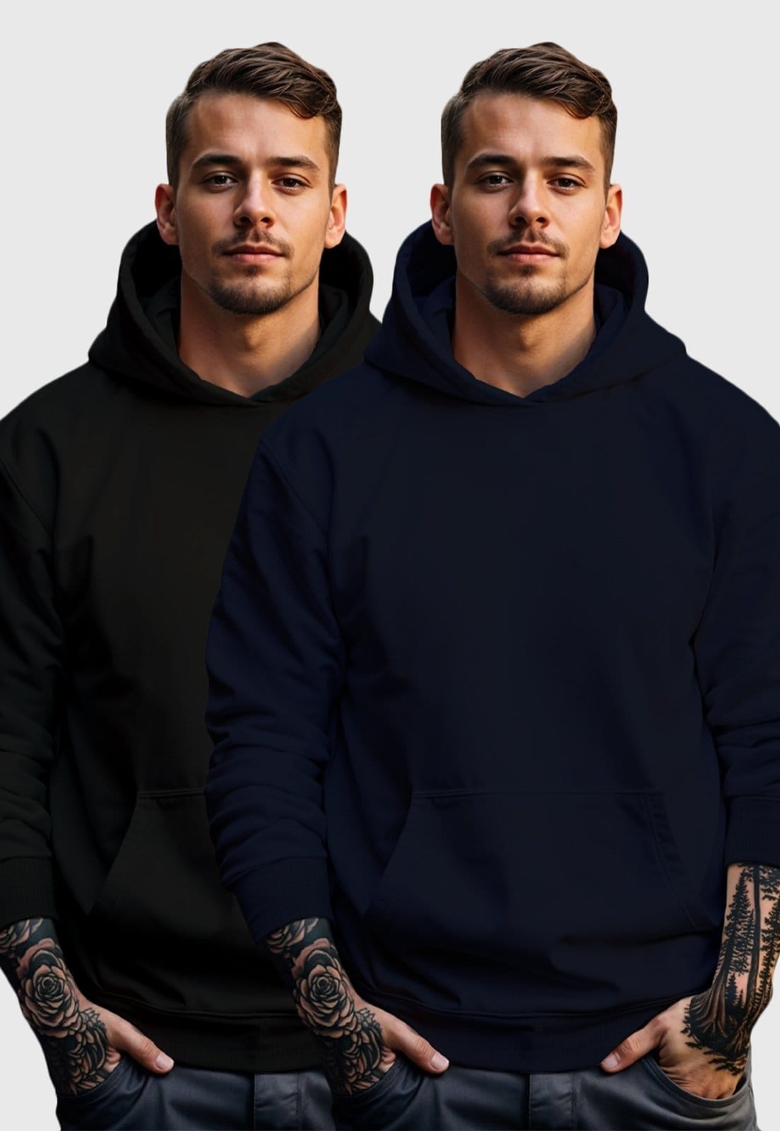 Kit 2 Moletom Canguru Masculino Fechado Flanelado Benellys Liso Marinho com