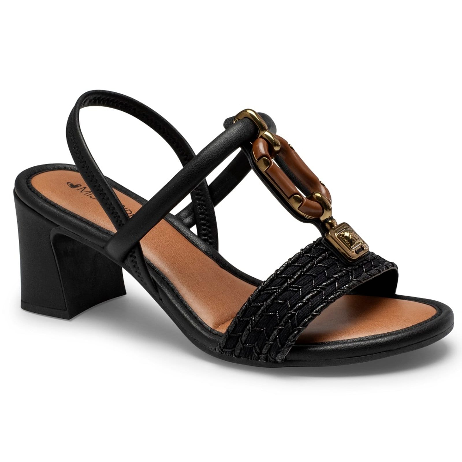 Vista principal Sandália Salto Mississipi Tira MF921 Feminina - Preta MISSISSIPI preto