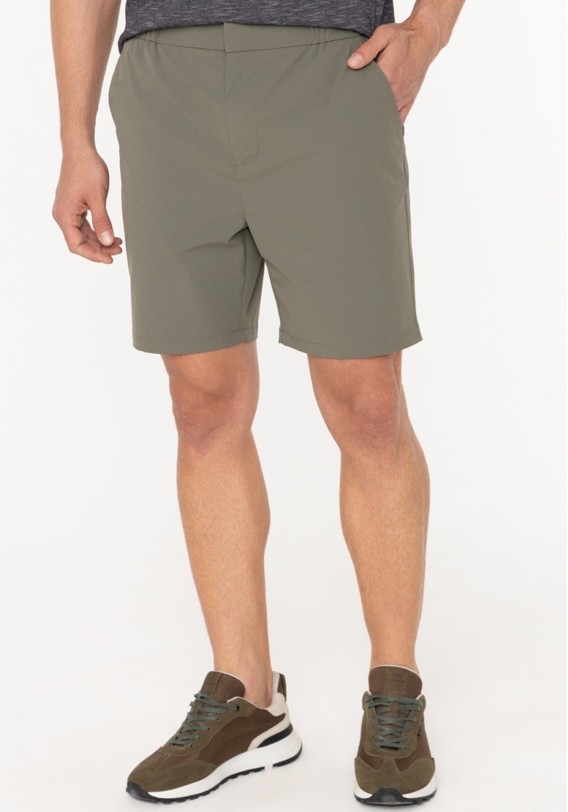 Vista 2 Shorts Masculino Com Cós Elástico E Cordão Interno Hangar 33 verde