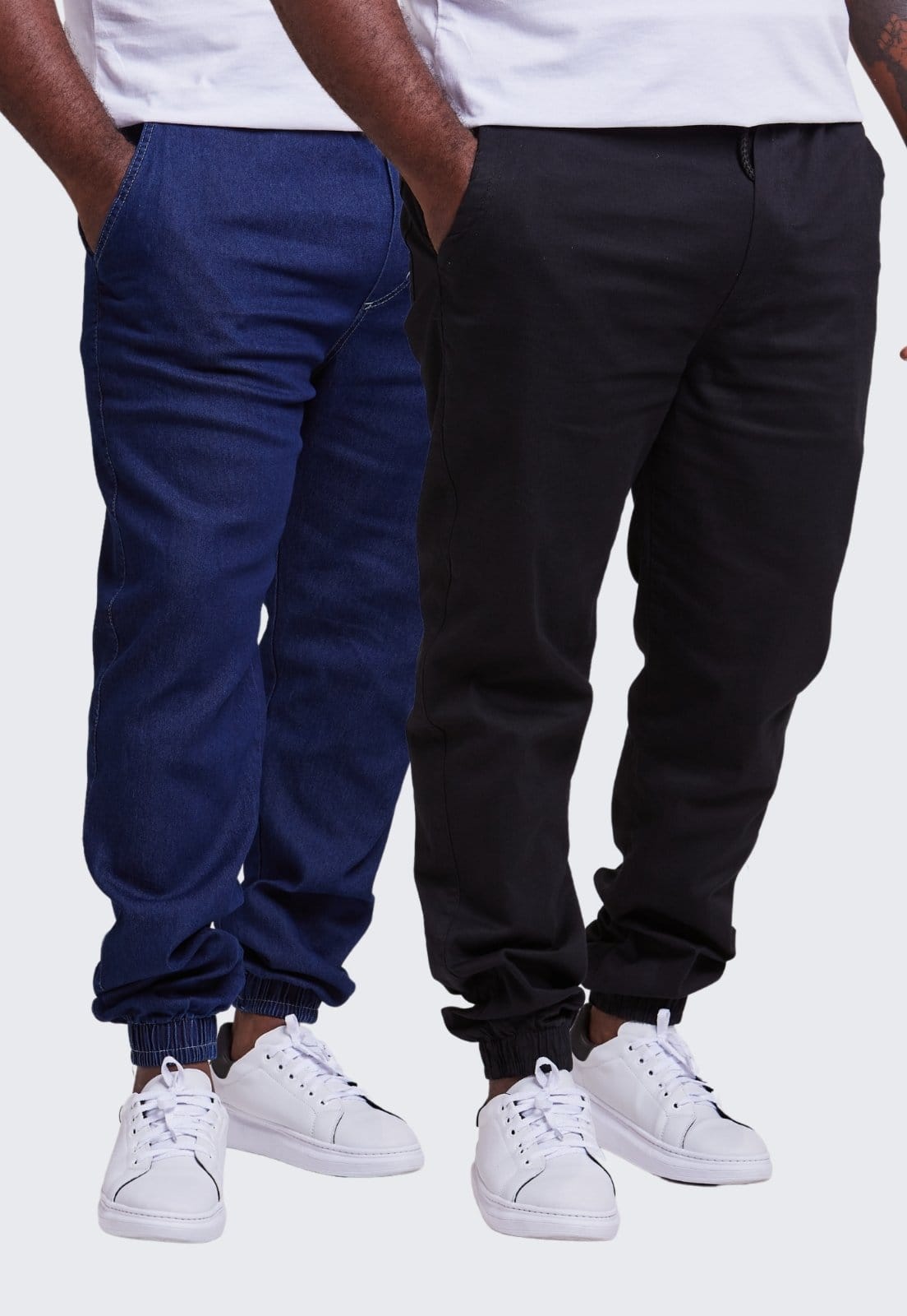 Kit 2 Calça Jogger Plus Size Masculina Com Punho Daze Modas Jeans Escuro e