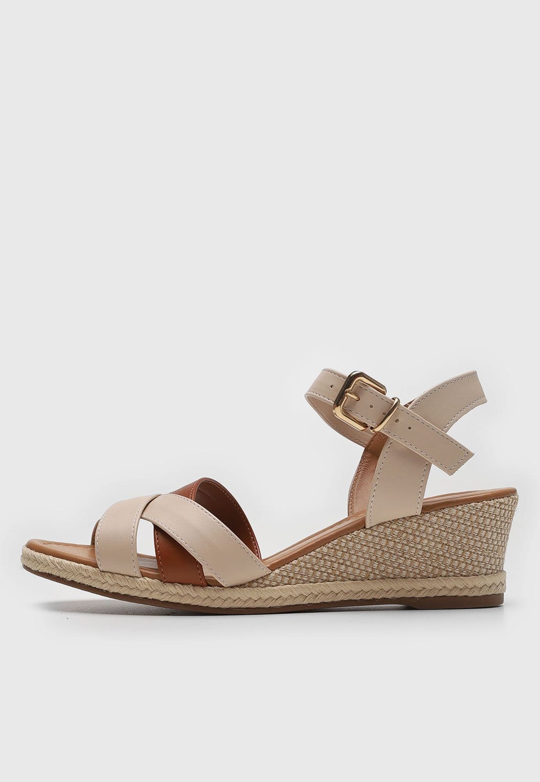 Sandália Feminina cê Salto Anabela Corda Off-White