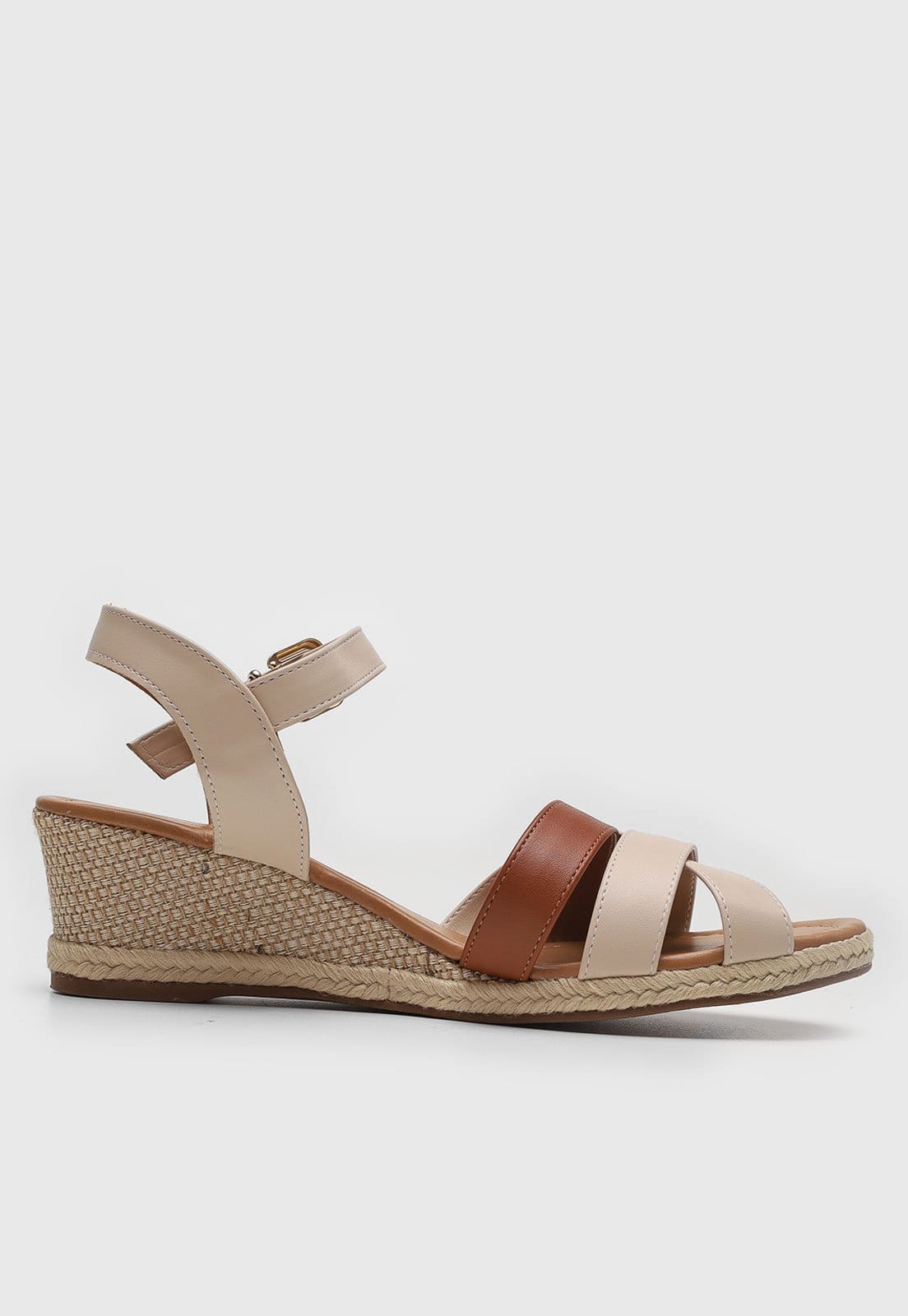 Vista 2 Sandália Feminina cê Salto Anabela Corda Off-White BEBECÊ off-white white