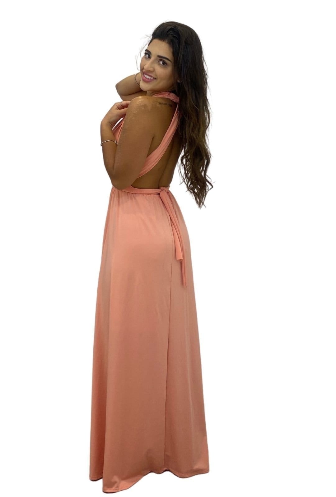 Vista principal Vestido Madrinhas Casamento Multiformas Longo Rosa Cia do Vestido verde/verde oliva rosa