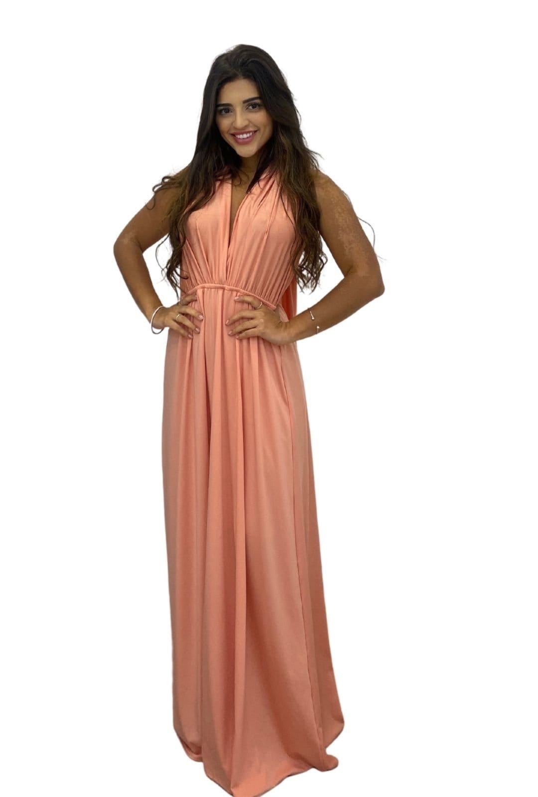 Vista 2 Vestido Madrinhas Casamento Multiformas Longo Rosa Cia do Vestido verde/verde oliva rosa