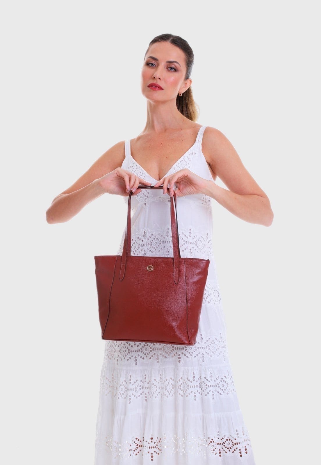 Vista 2 Bolsa Shoulder Couro Mariart Manacá Terracota Mariart bordô