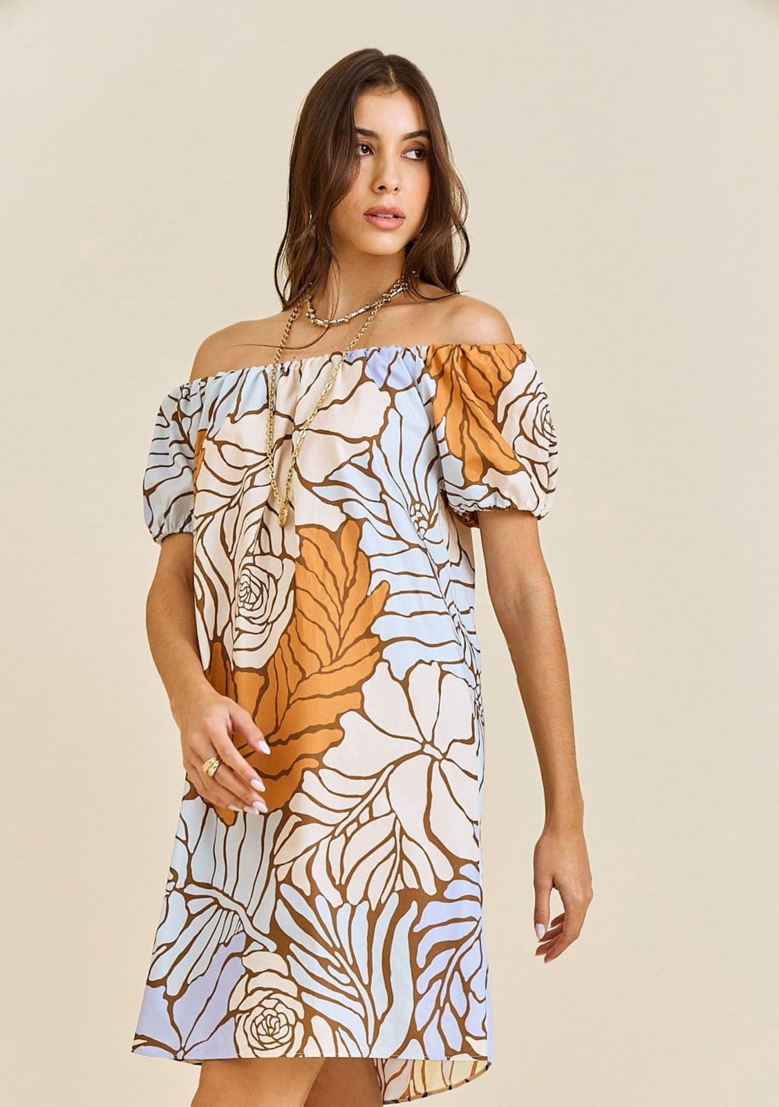 Vestido Morena Rosa Solto Ombro A Ombro Manga Curta Curto Lilás