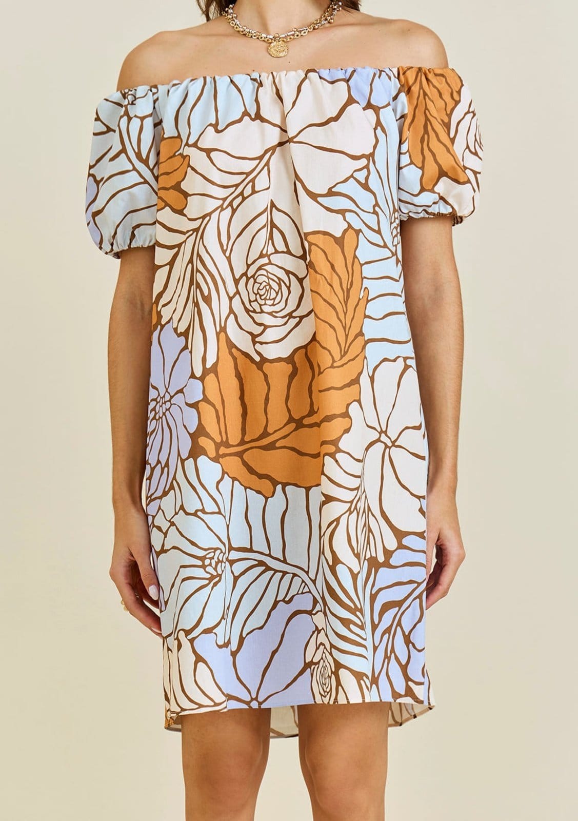 Vista 2 Vestido Morena Rosa Solto Ombro A Ombro Manga Curta Curto Lilás Morena Rosa lilás rosa