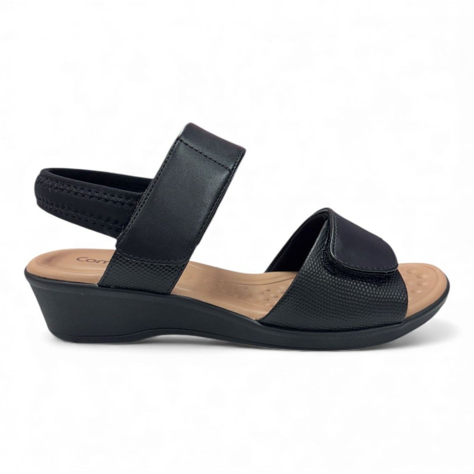 Vista 2 Sandália Feminina Preta Leve Elástico Comfortflex 2572303-4 Comfortflex preto