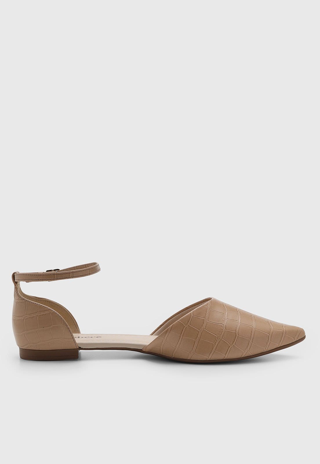 Vista 2 Sapatilha Feminina cê Ponta Fina Texturizada BEBECÊ nude