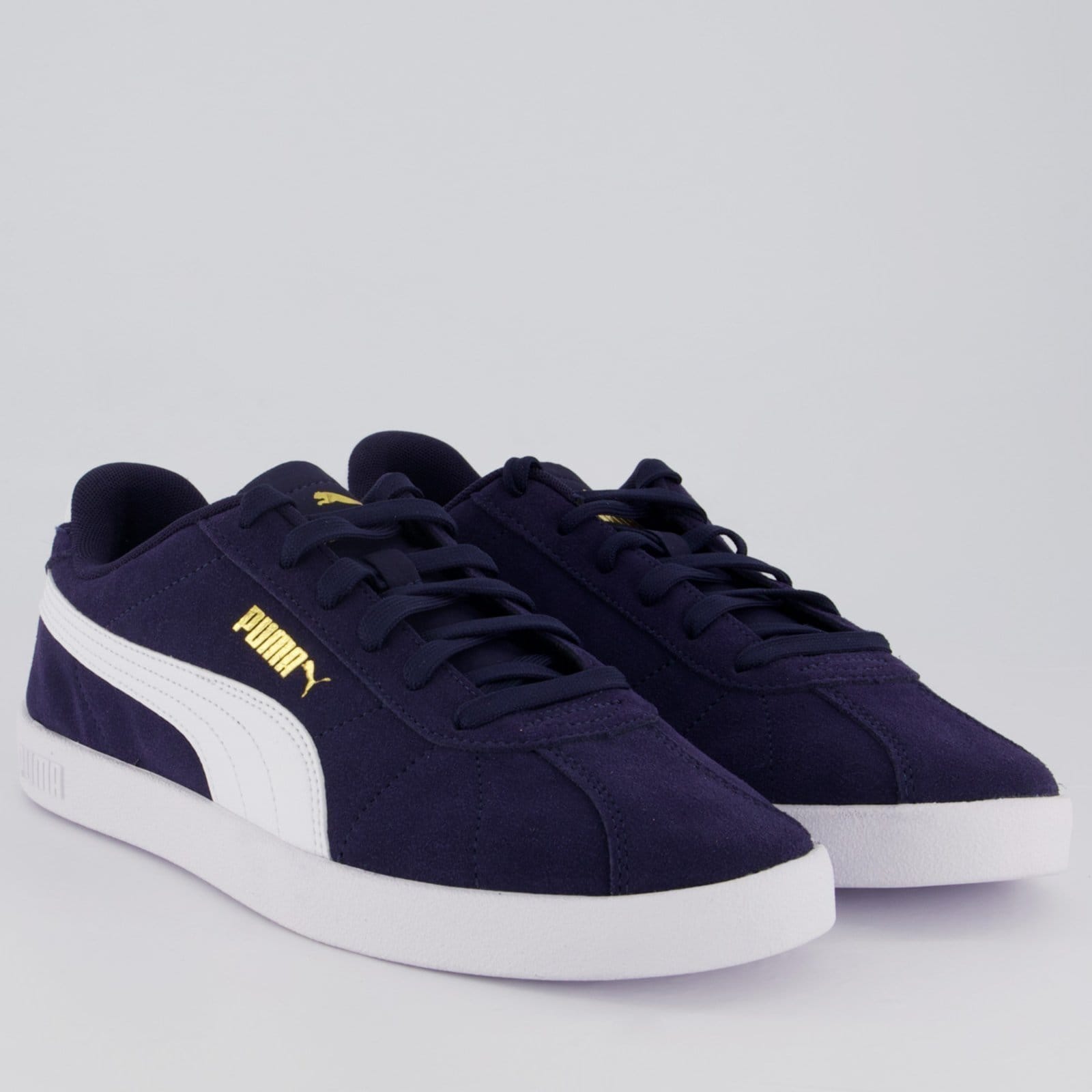 Vista 2 Tênis Puma Club II Marinho e Branco Puma azul marinho