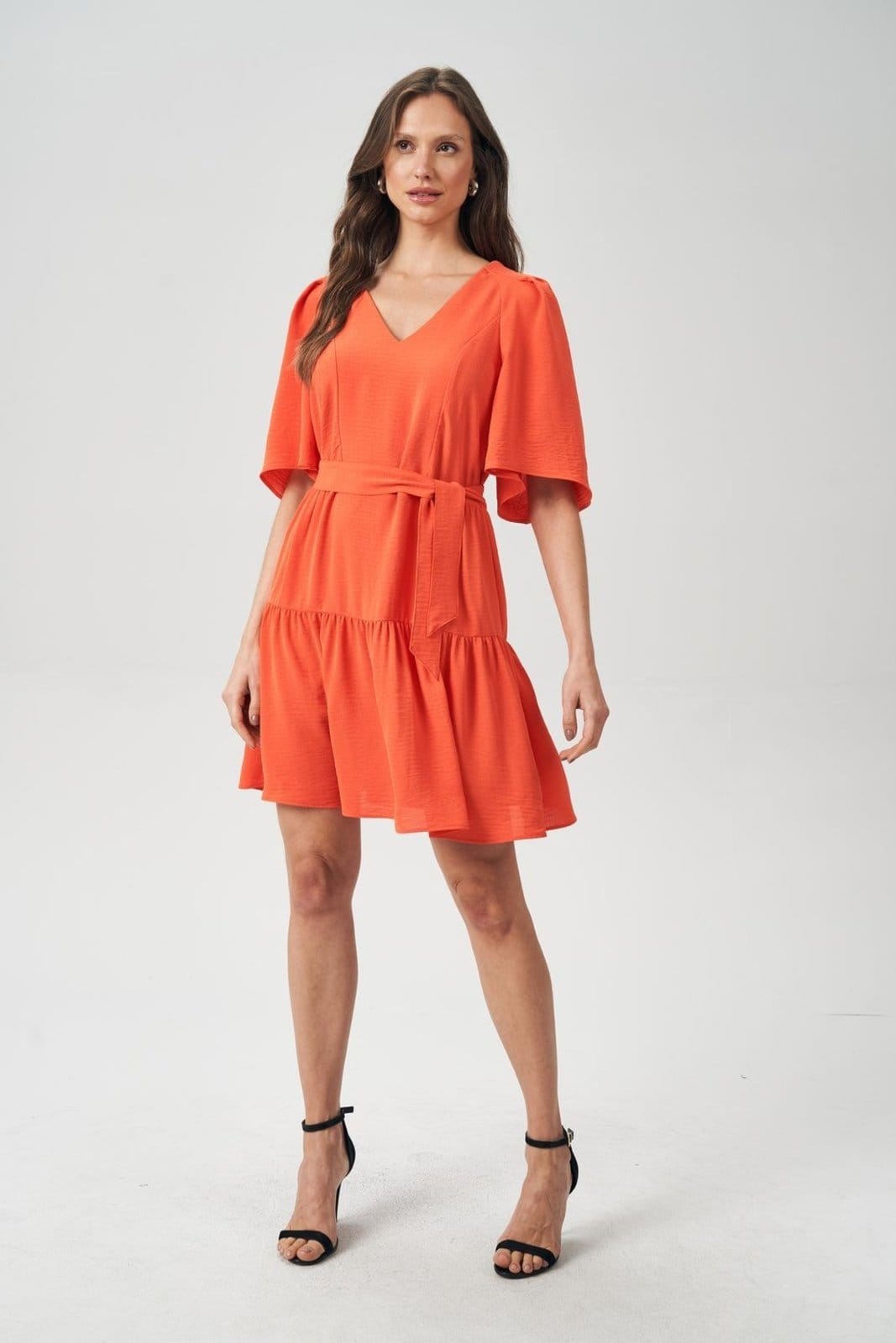 Vista principal Vestido Curto com Faixa Feminino Acostamento ACOSTAMENTO MASCULINO laranja