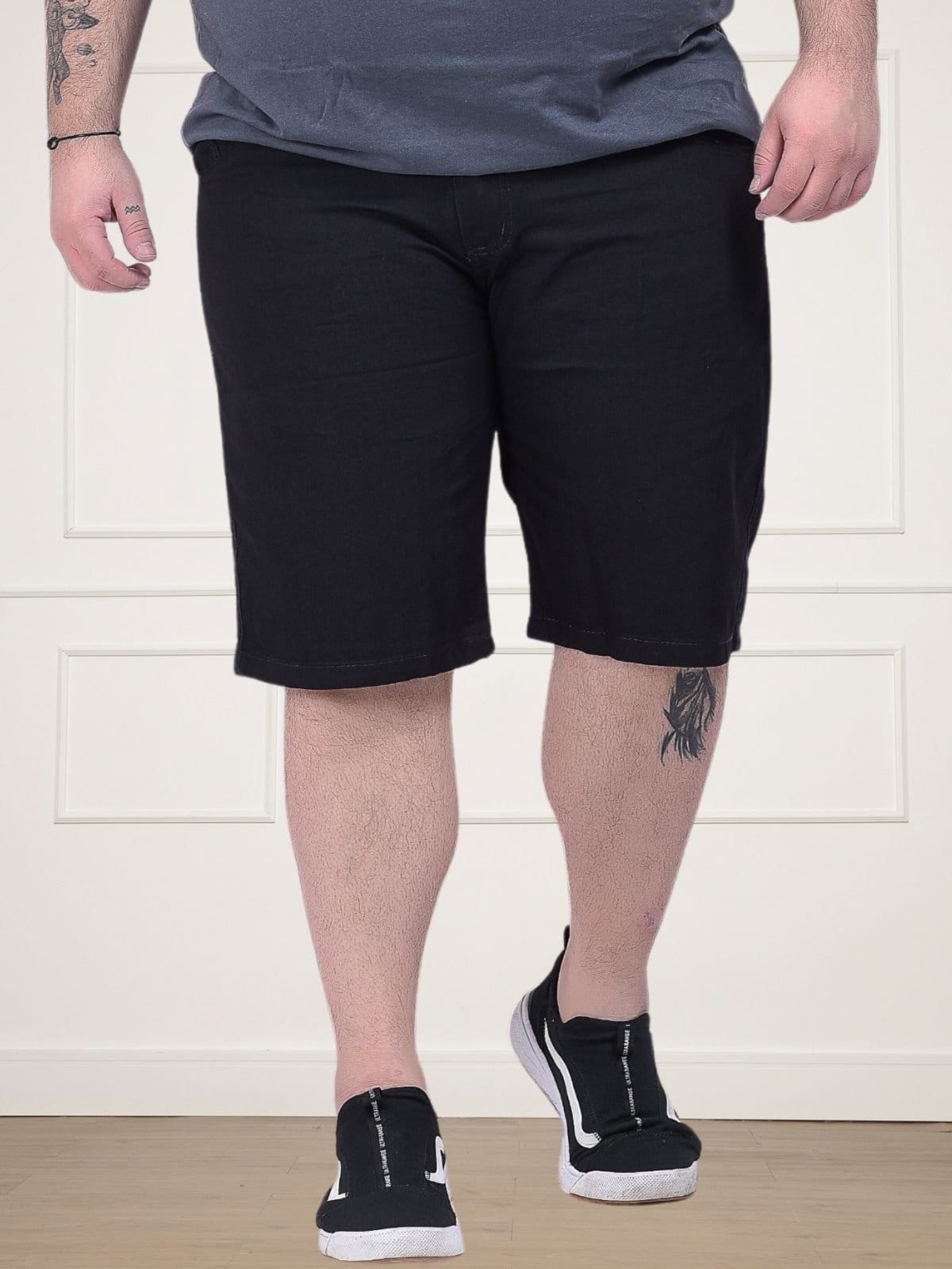 Bermuda Jeans Plus Size Onix Masculina Preta