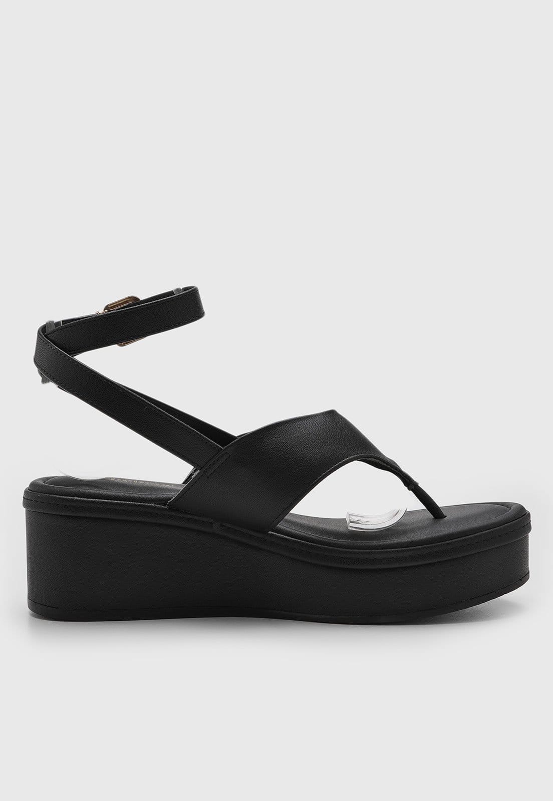 Vista 2 Sandália Média Feminina cê Salto Anabela Preta BEBECÊ preto