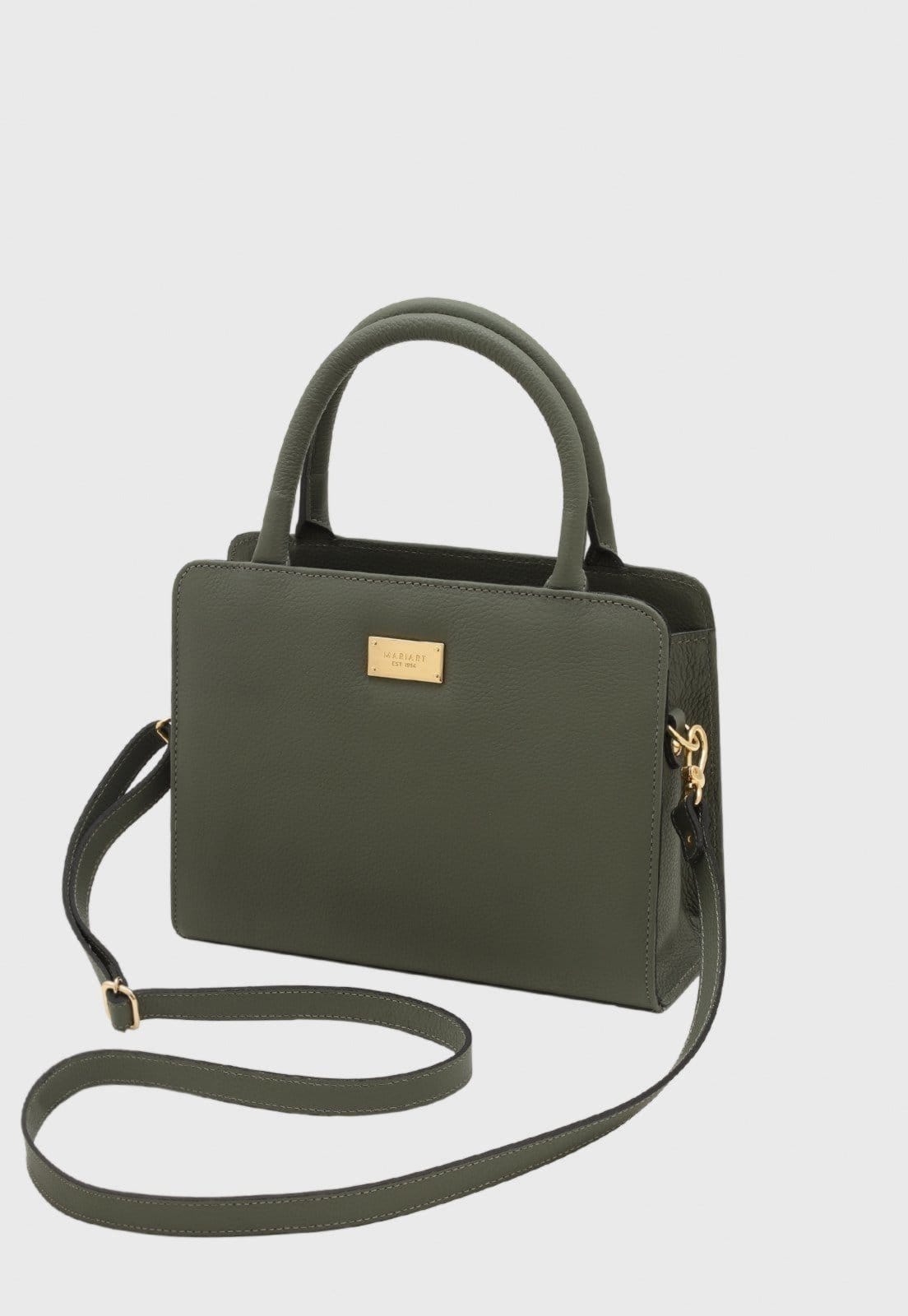 Vista principal Bolsa Transversal Couro Mariart Maia Army Mariart verde militar