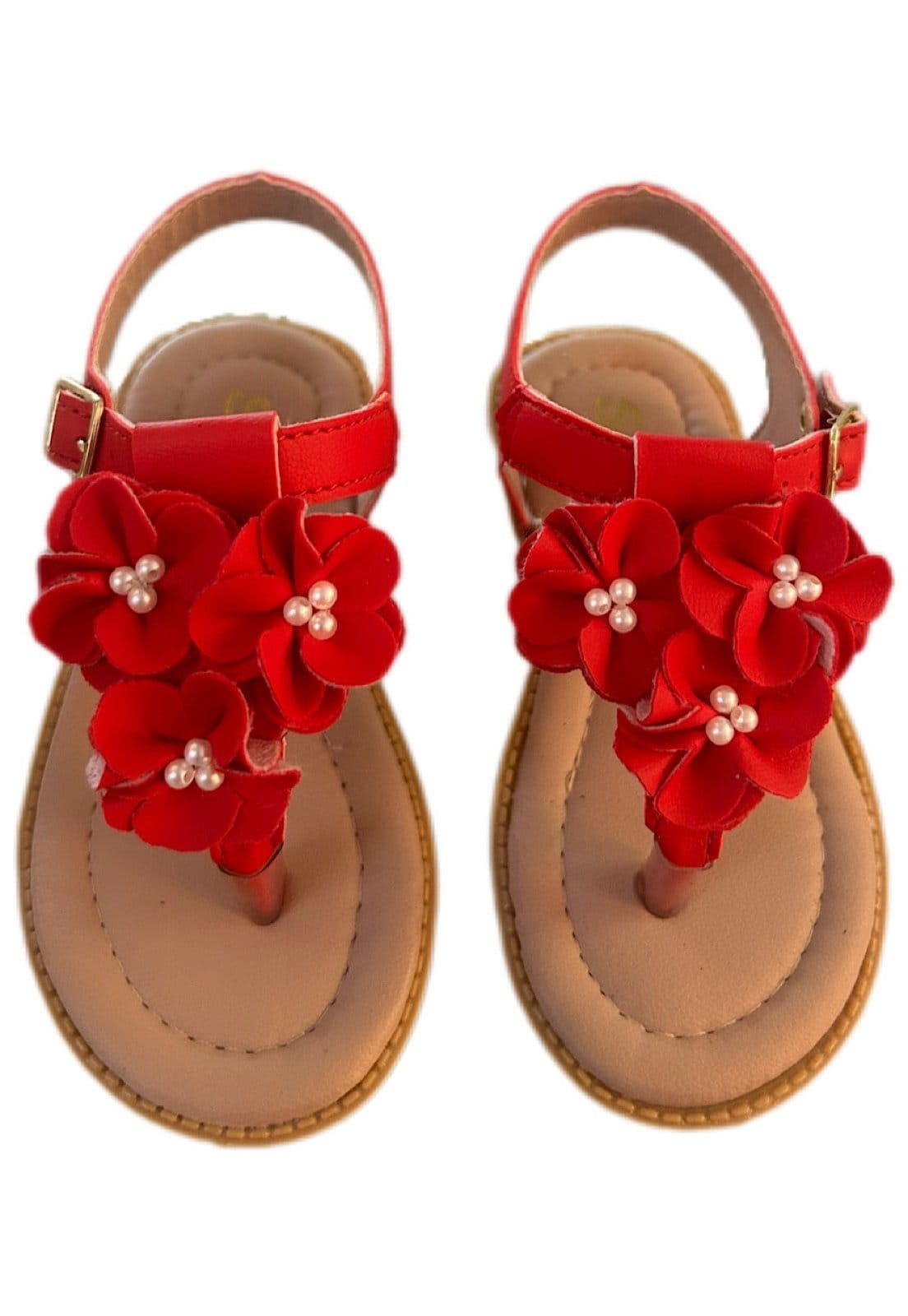 Vista 2 Infantil - Sandália menina infanil Solzim de dedinho tres Flores Vermelha SOLZIM CALÇADOS vermelho
