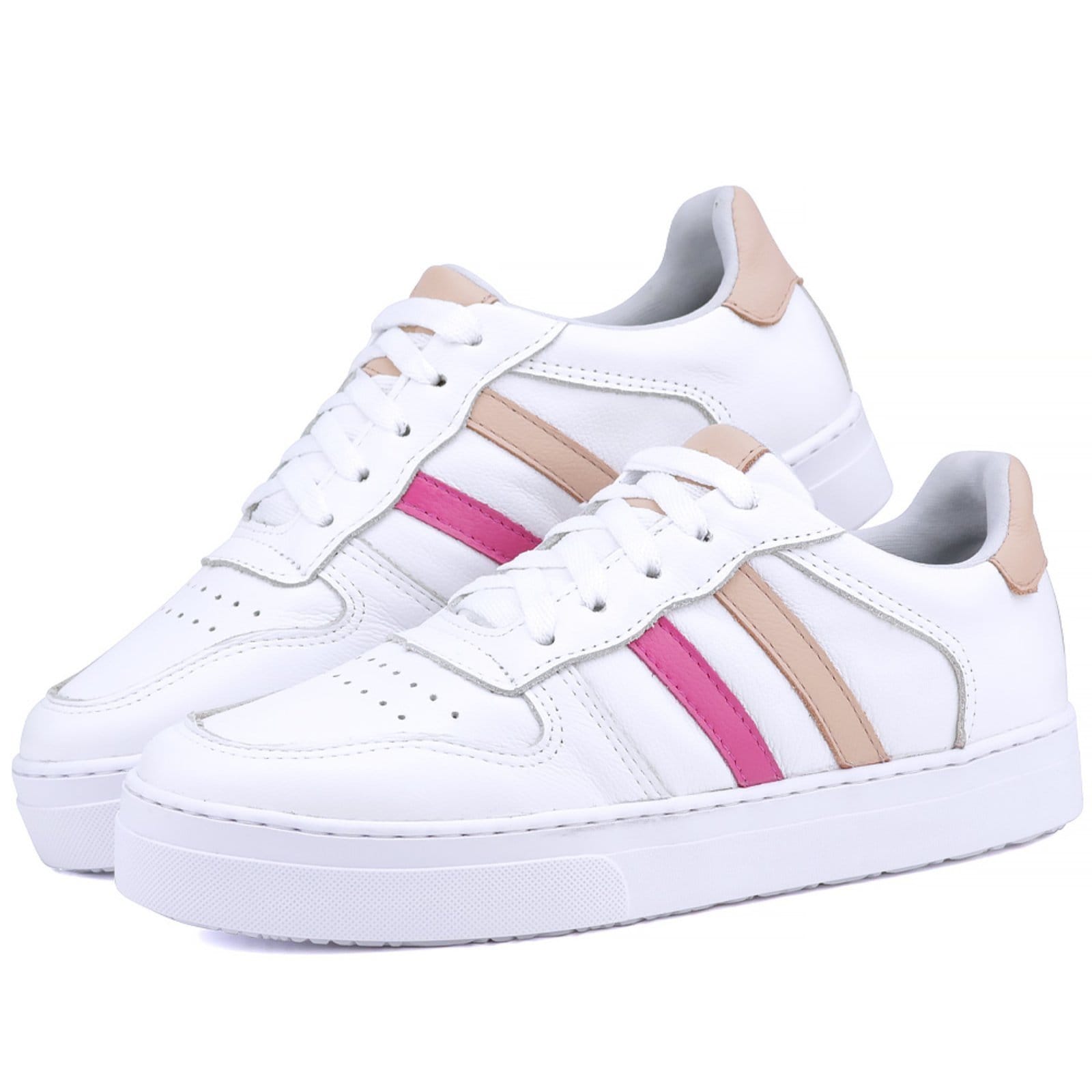 Vista 2 Tênis Casual Mr. Gutt Couro Branco/Rosa Mr. Gutt branco rosa