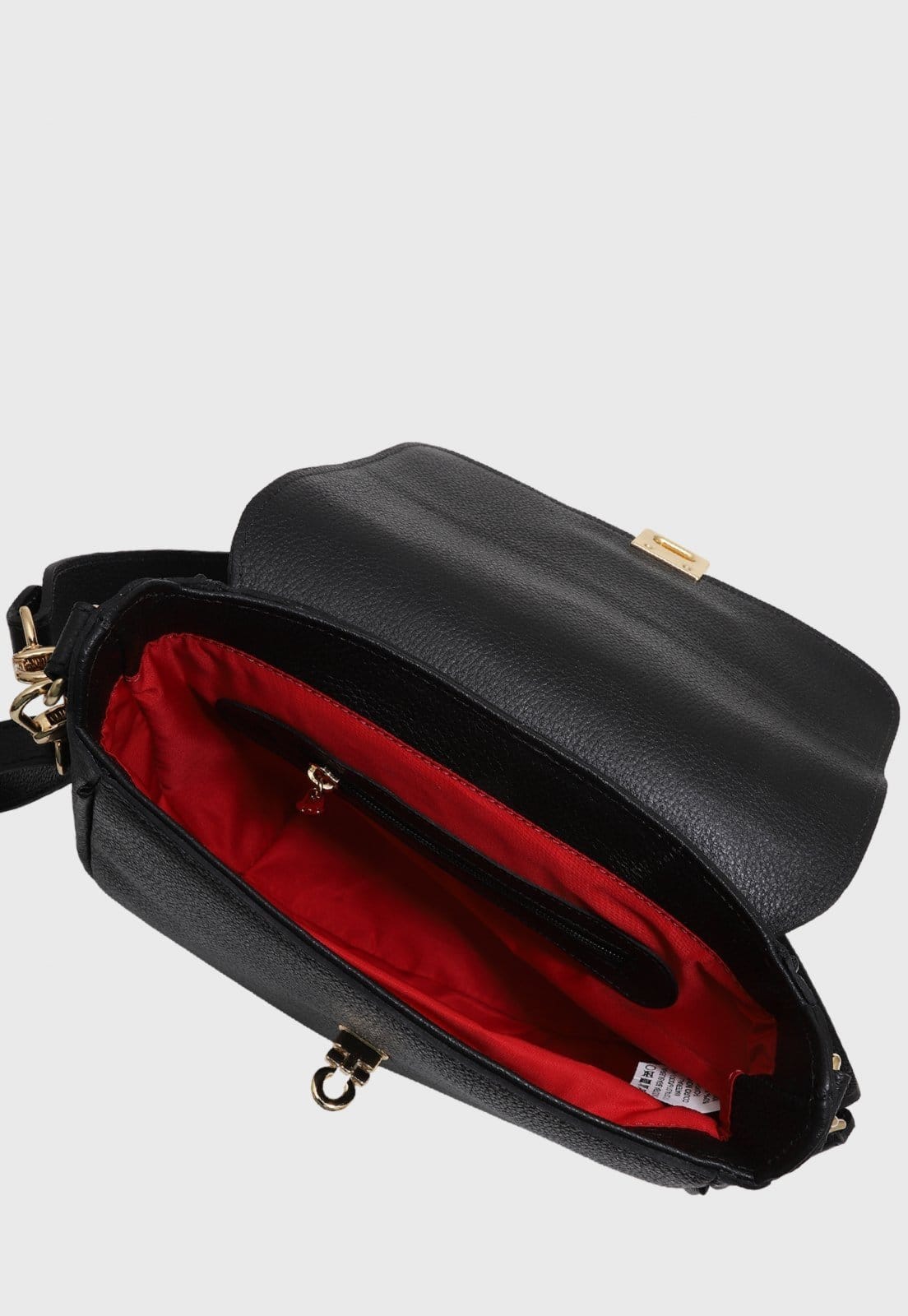 Vista 2 Bolsa de Couro Transversal Mariart Turmalina Preta Mariart preto