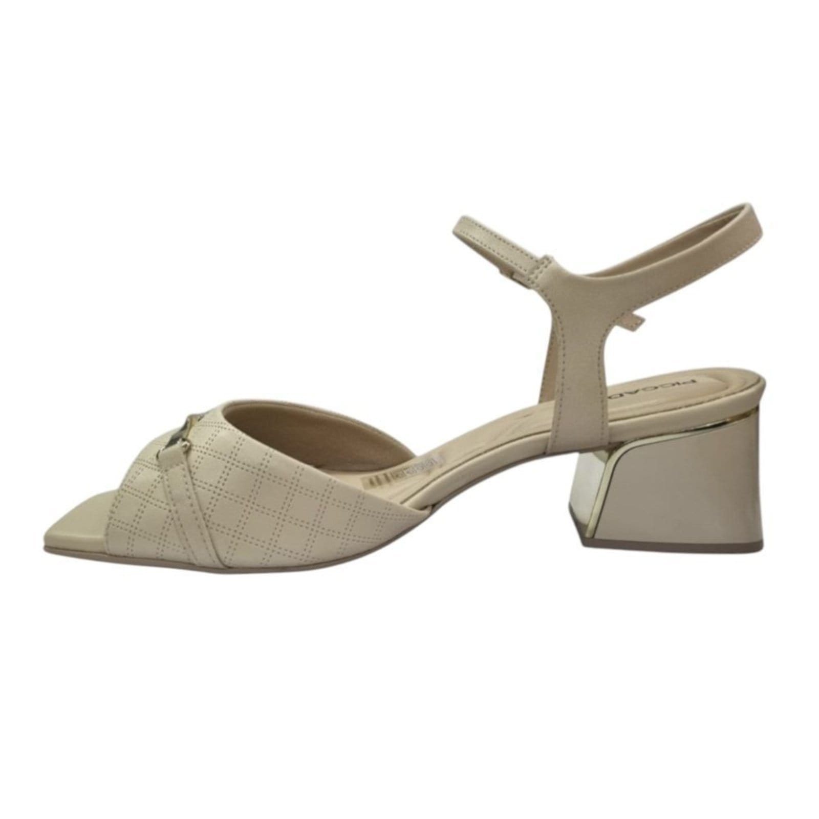 Vista 2 Sandália Piccadilly Renee Salto Médio Feminino Piccadilly bege