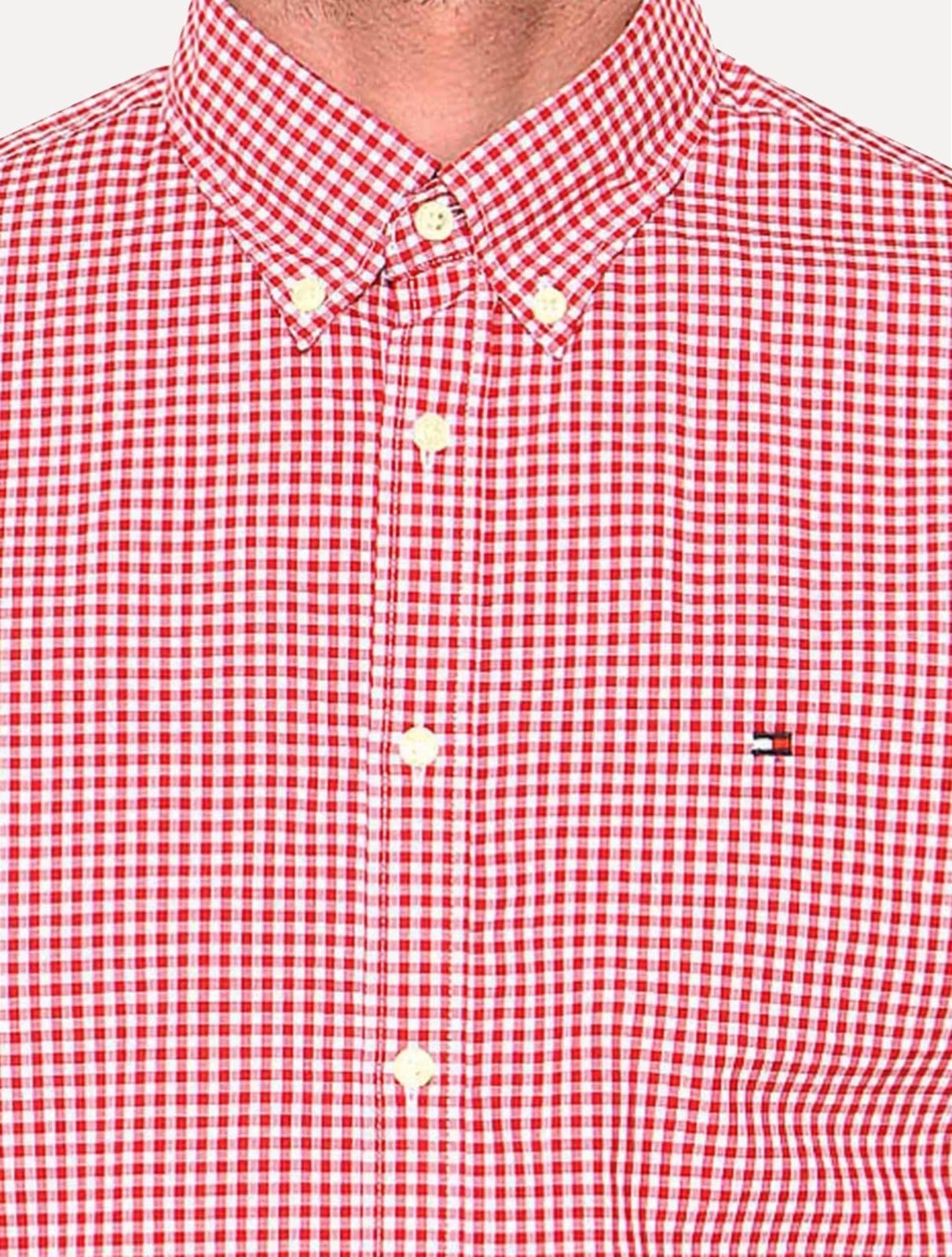 Vista 2 Camisa Tommy Hilfiger Masculina Xadrez Gingham Branca/Vermelha Tommy Hilfiger vermelho