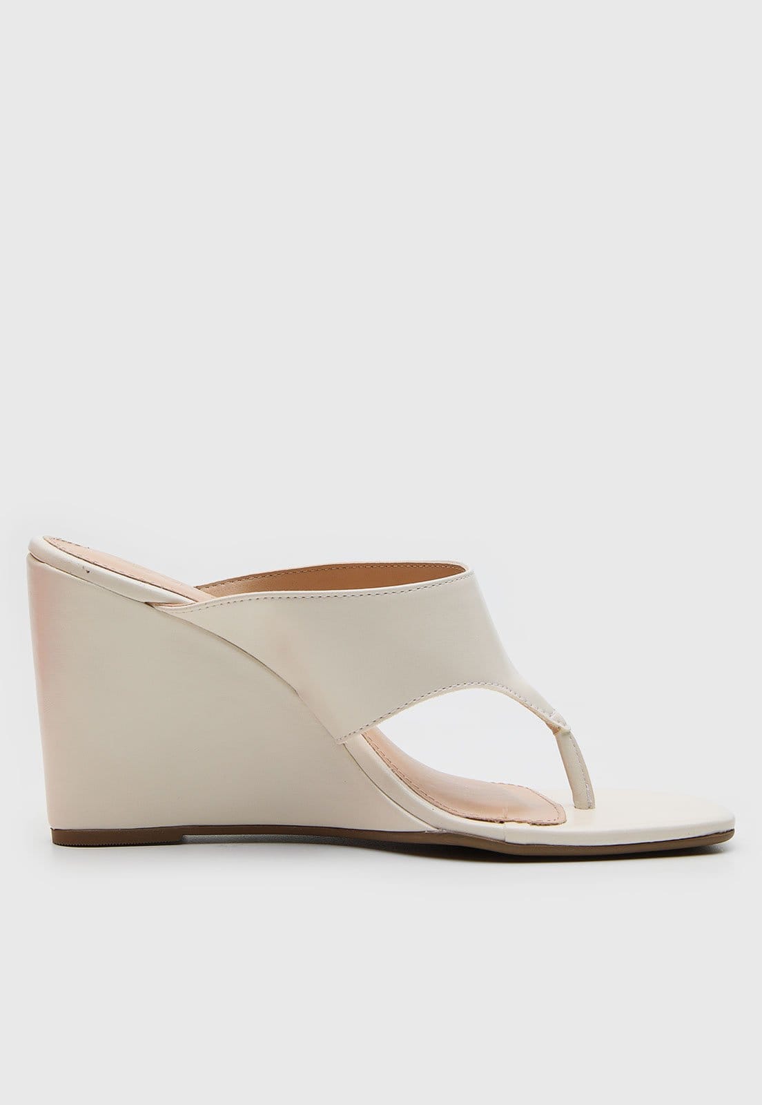 Vista 2 Sandália Feminina VIA UNO Salto Anabela Ponta Quadrada Off-white VIA UNO off-white white