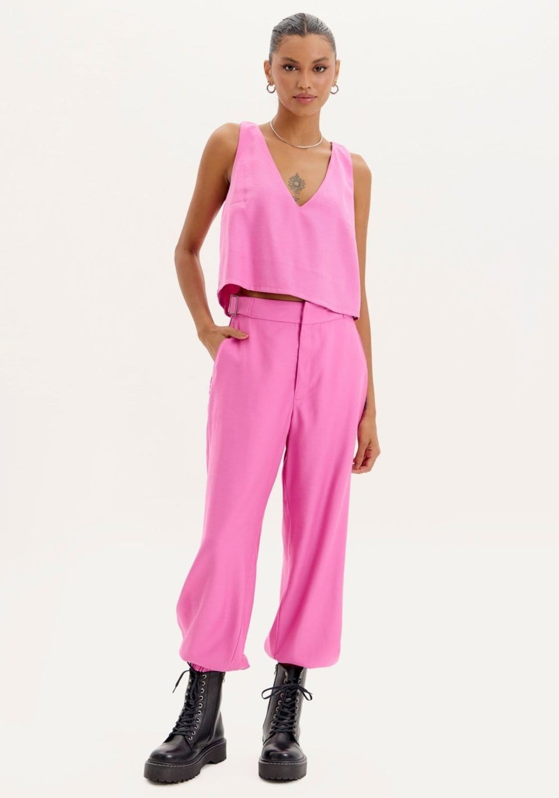 Vista principal Calça Jogging Cintura Alta My Favorite Things rosa