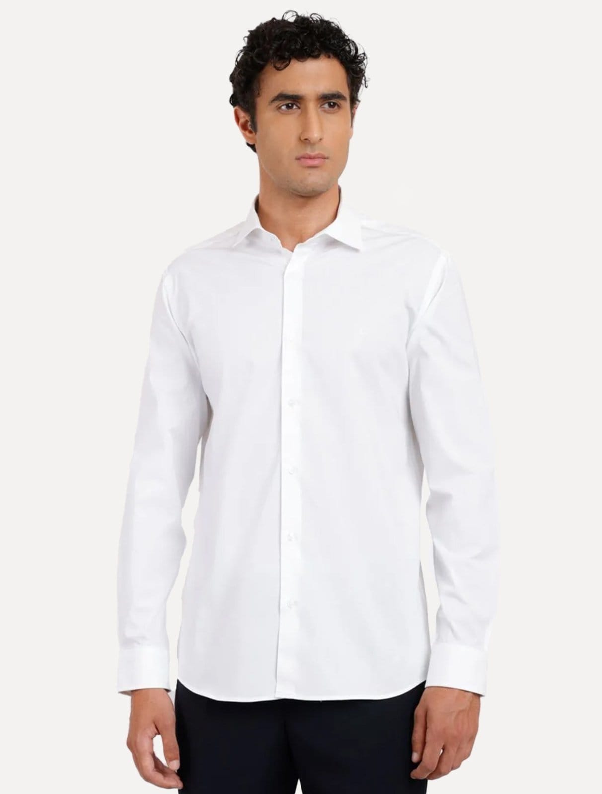 Vista principal Camisa Aramis Masculina Regular Tricoline Liso Stretch Branca Aramis branco
